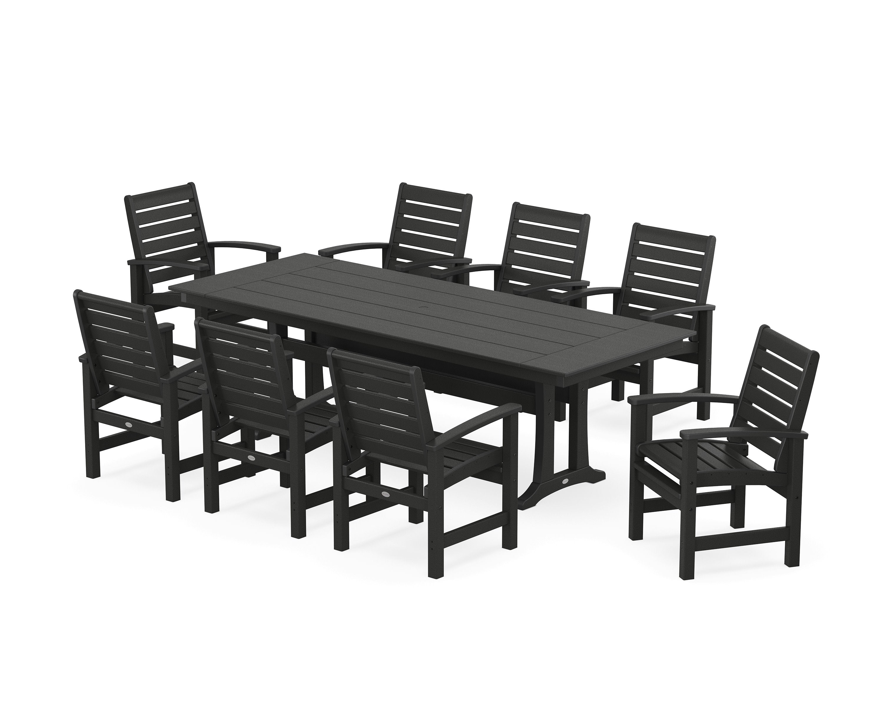 Signature 9-Piece Farmhouse Dining Set with Trestle Legs in Black