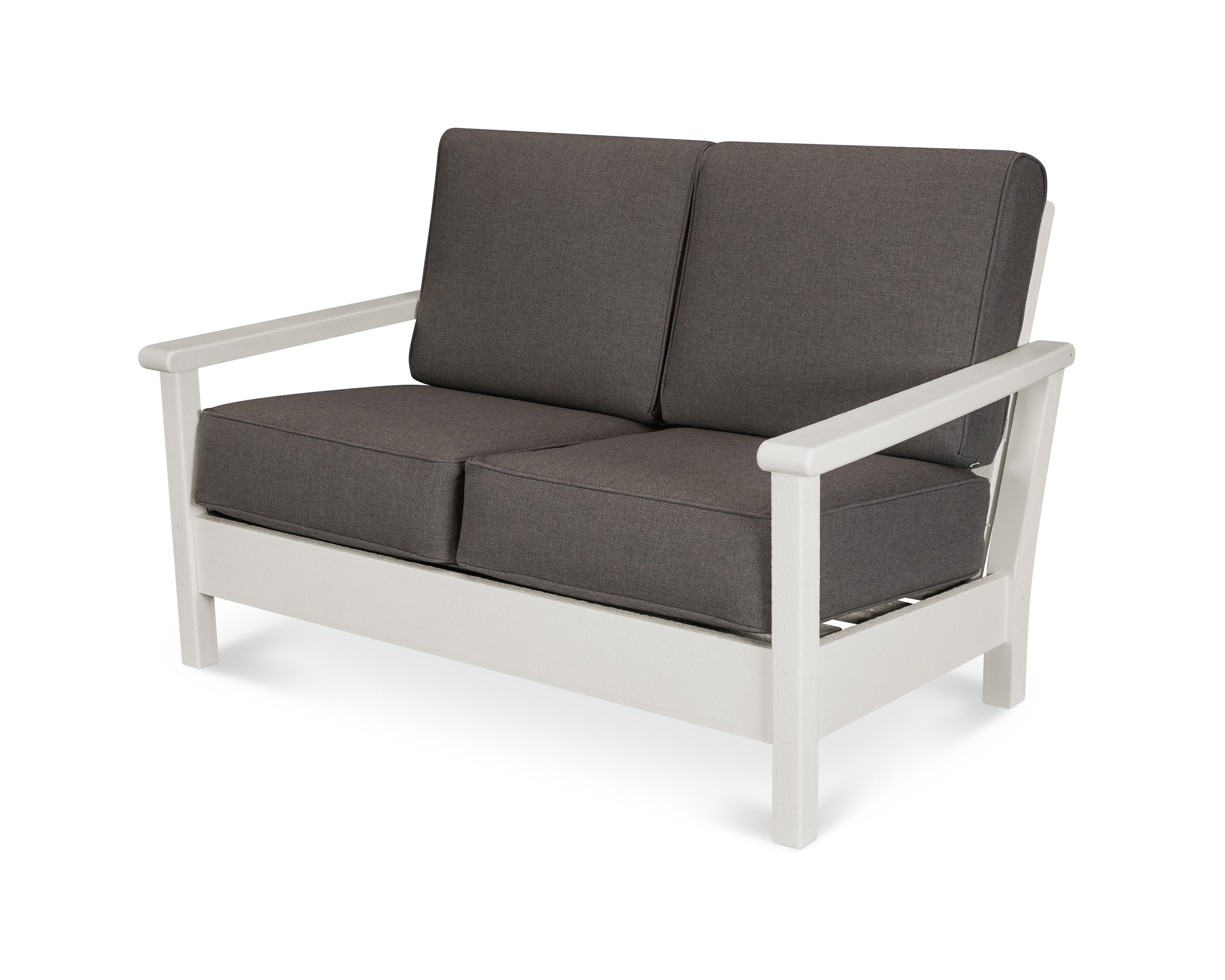 Harbour Deep Seating Loveseat in Vintage White / Blend Coal