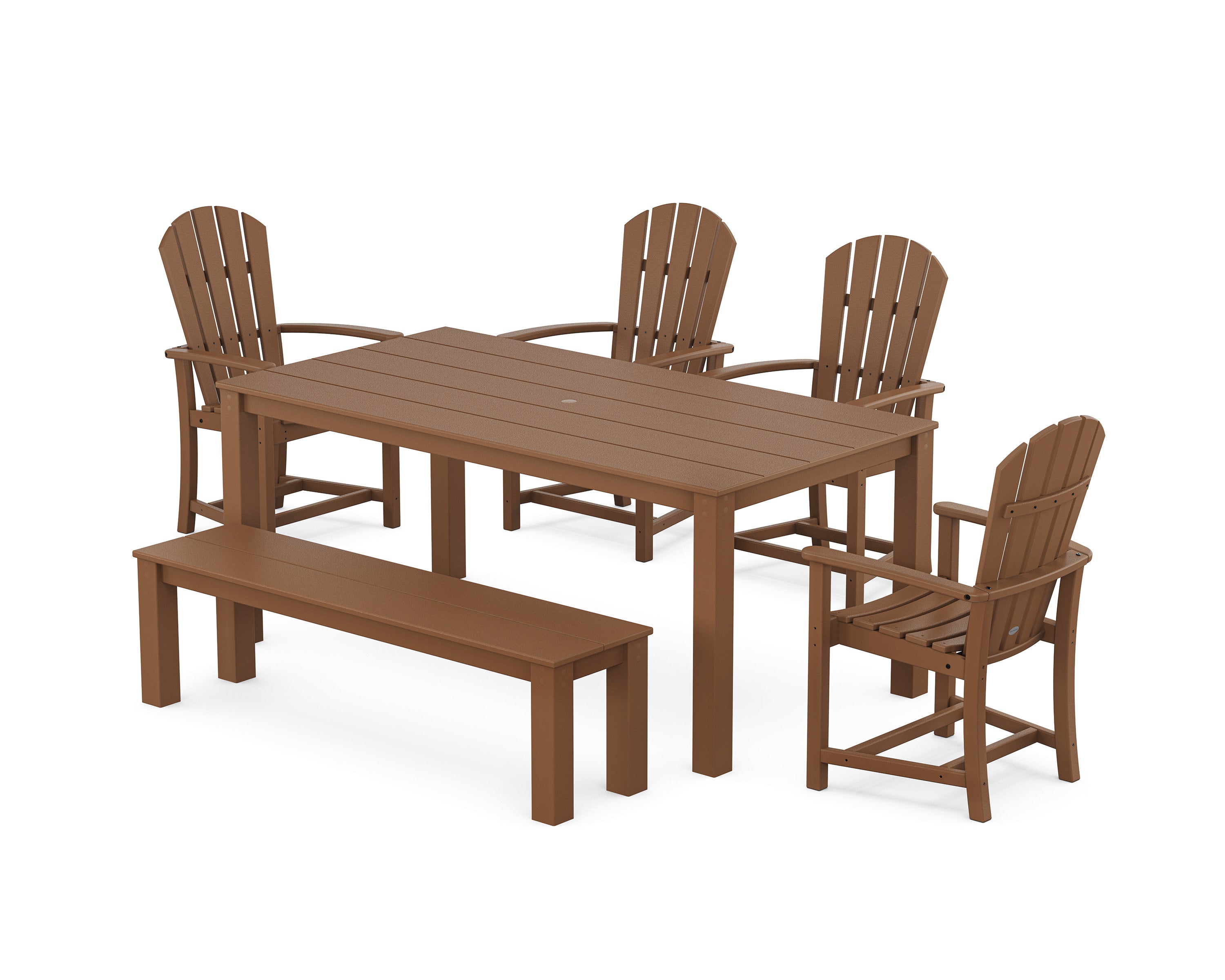 Palm Coast 6-Piece Parsons Dining Set with Bench in Teak