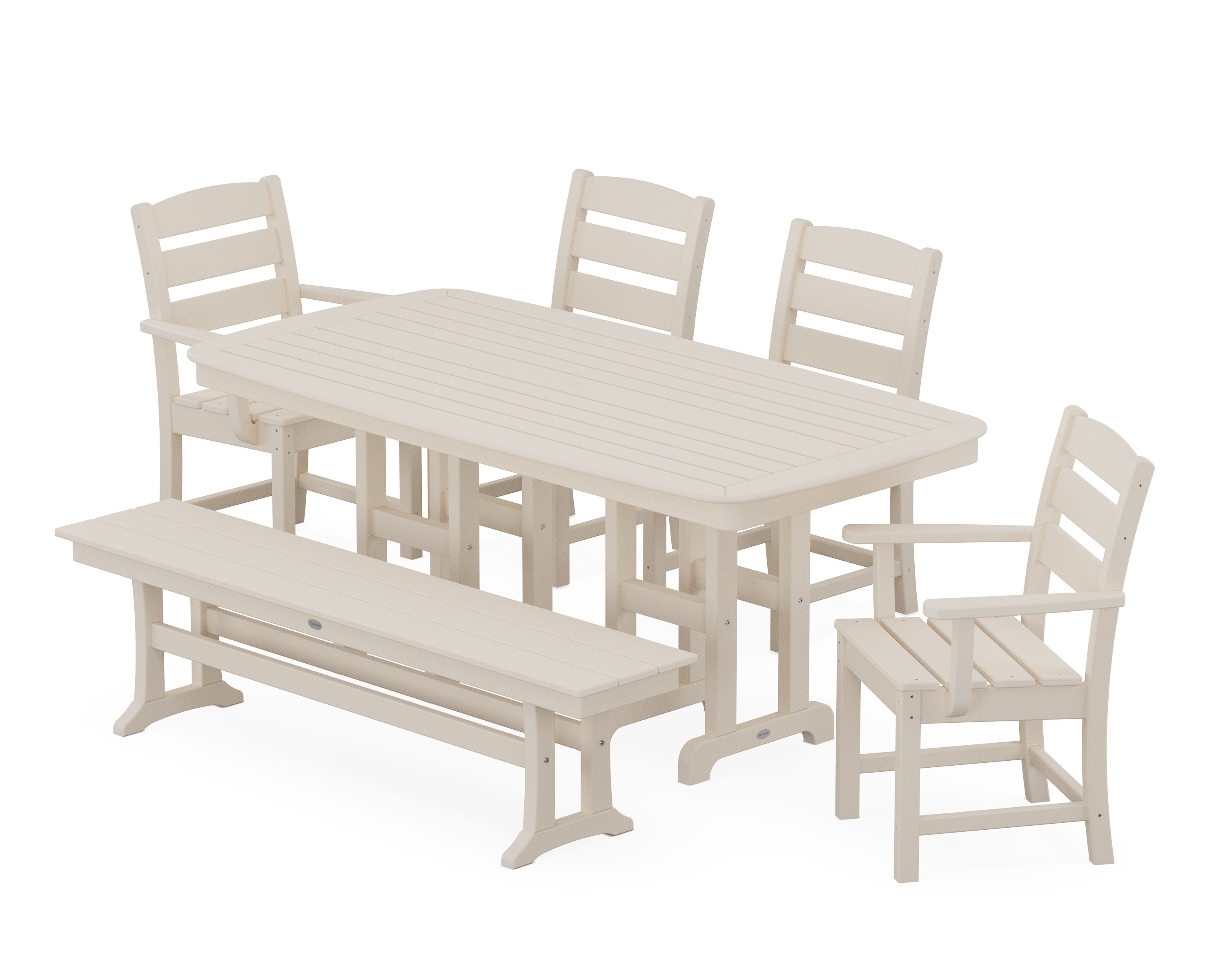Lakeside 6-Piece Dining Set with Bench in Sand