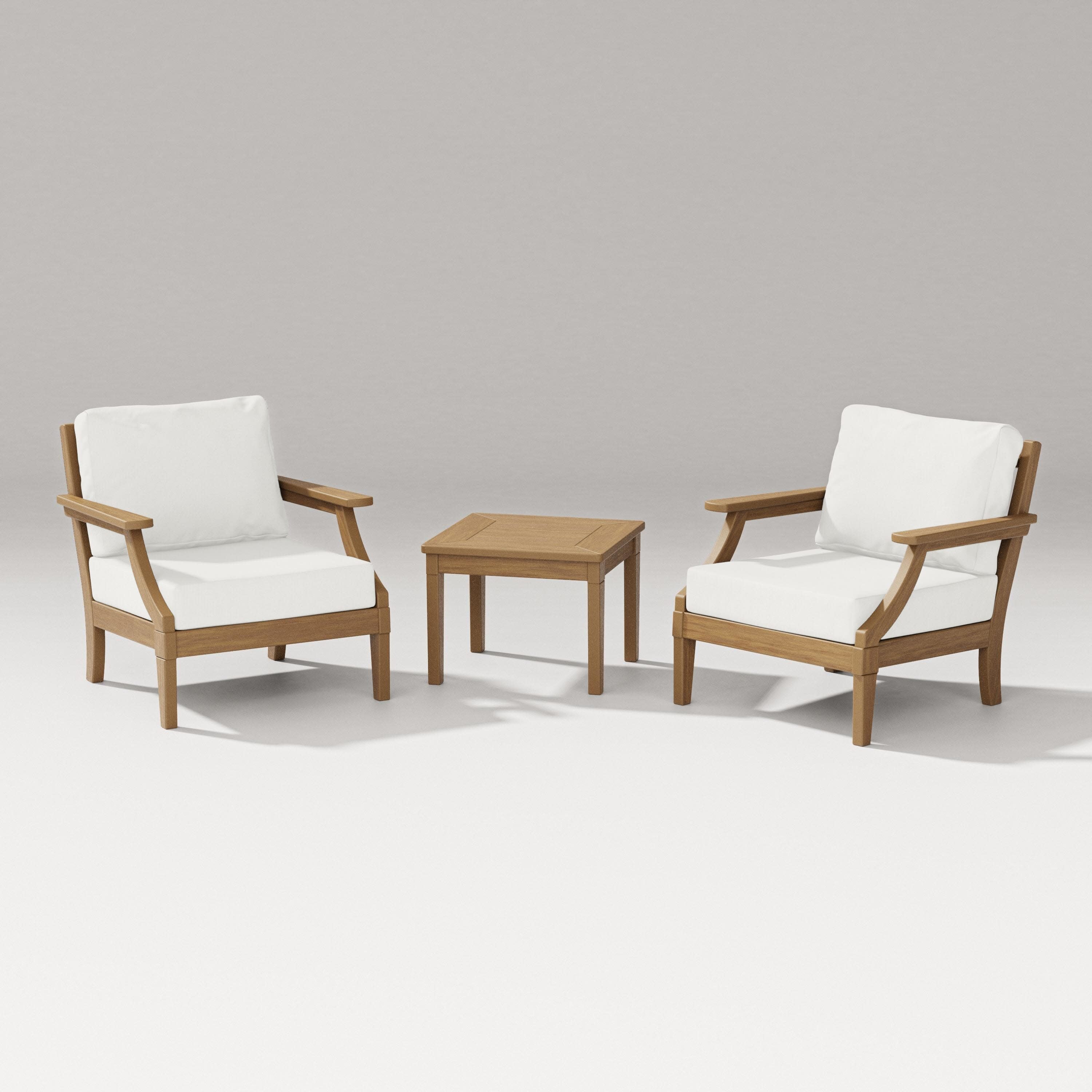 Estate 3-Piece Lounge Chair Set in Natural / Natural Linen
