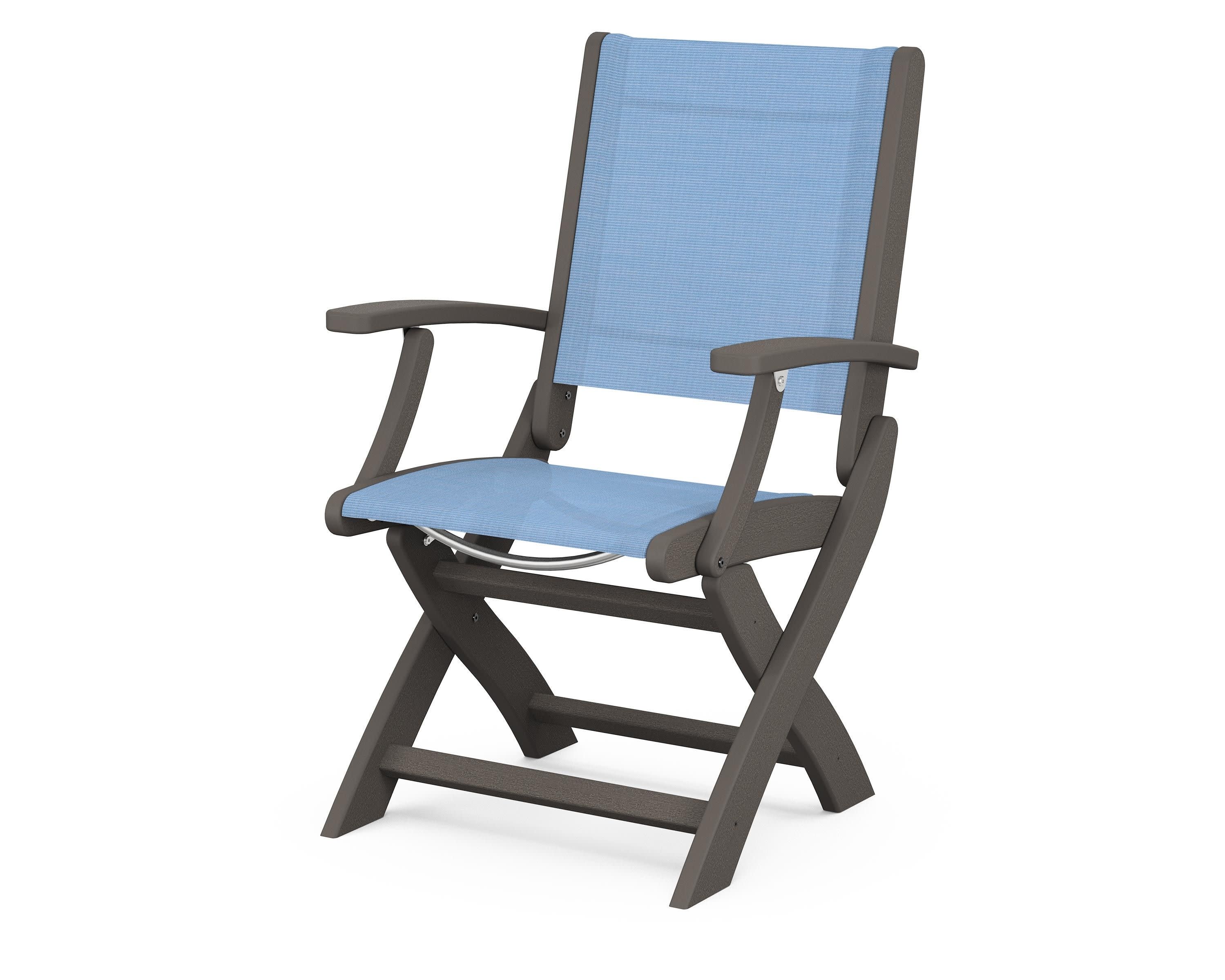 Coastal Folding Chair in Vintage Coffee / Poolside Sling