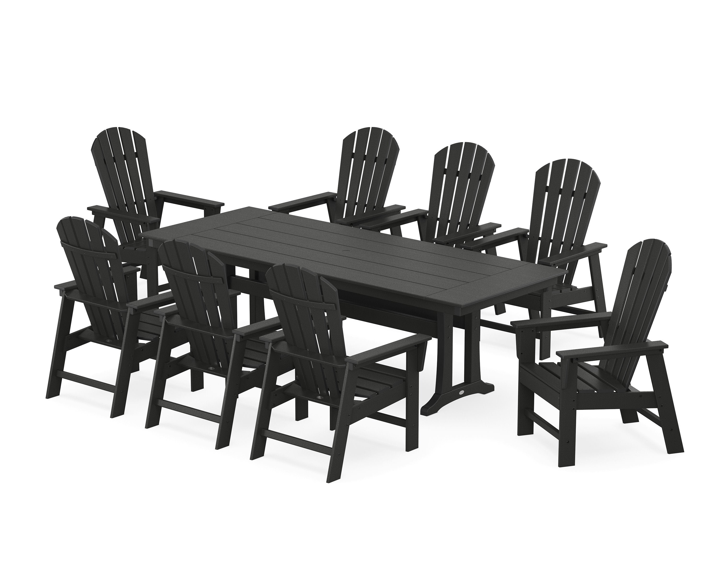 South Beach 9-Piece Farmhouse Dining Set with Trestle Legs in Black