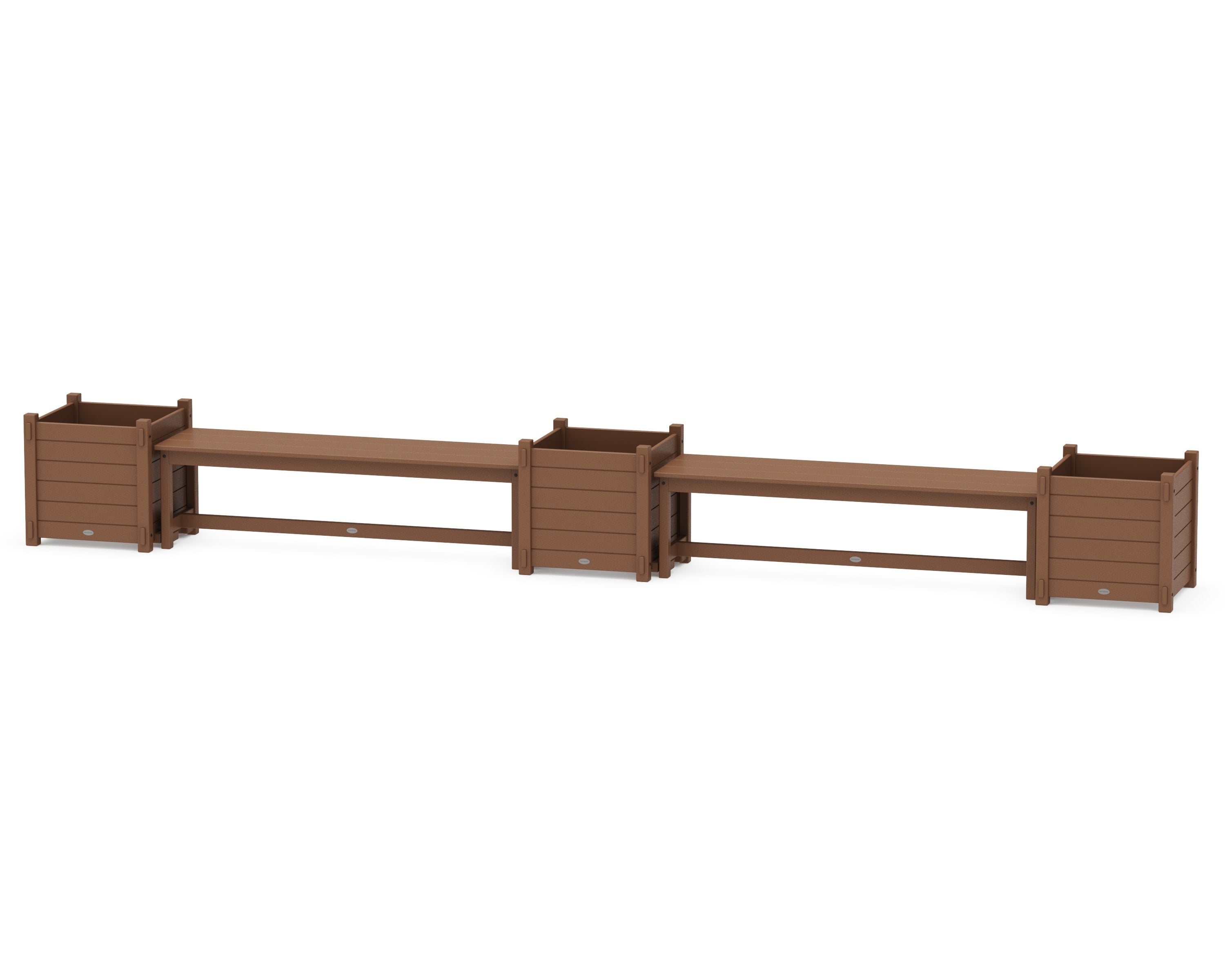 60" Nautical Straight Double Planter Bench Set - Large in Teak