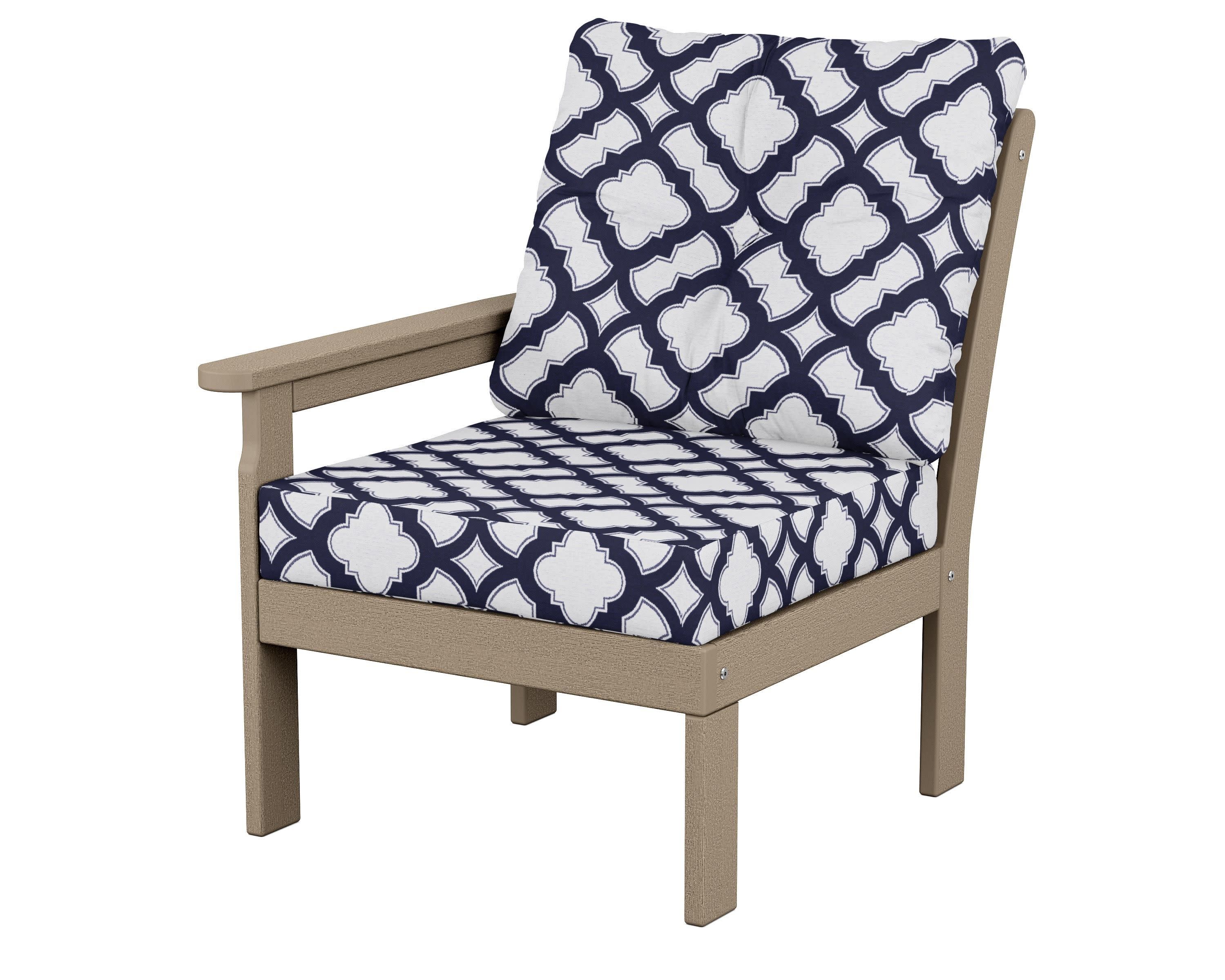Vineyard Modular Left Arm Chair in Vintage Sahara / Trellis Navy