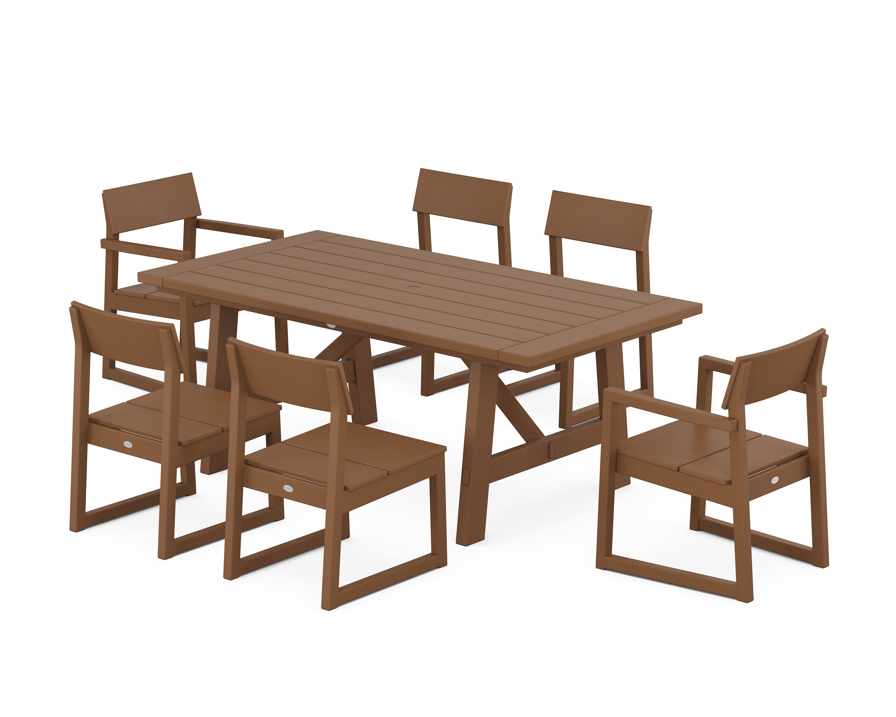 EDGE 7-Piece Rustic Farmhouse Dining Set in Teak