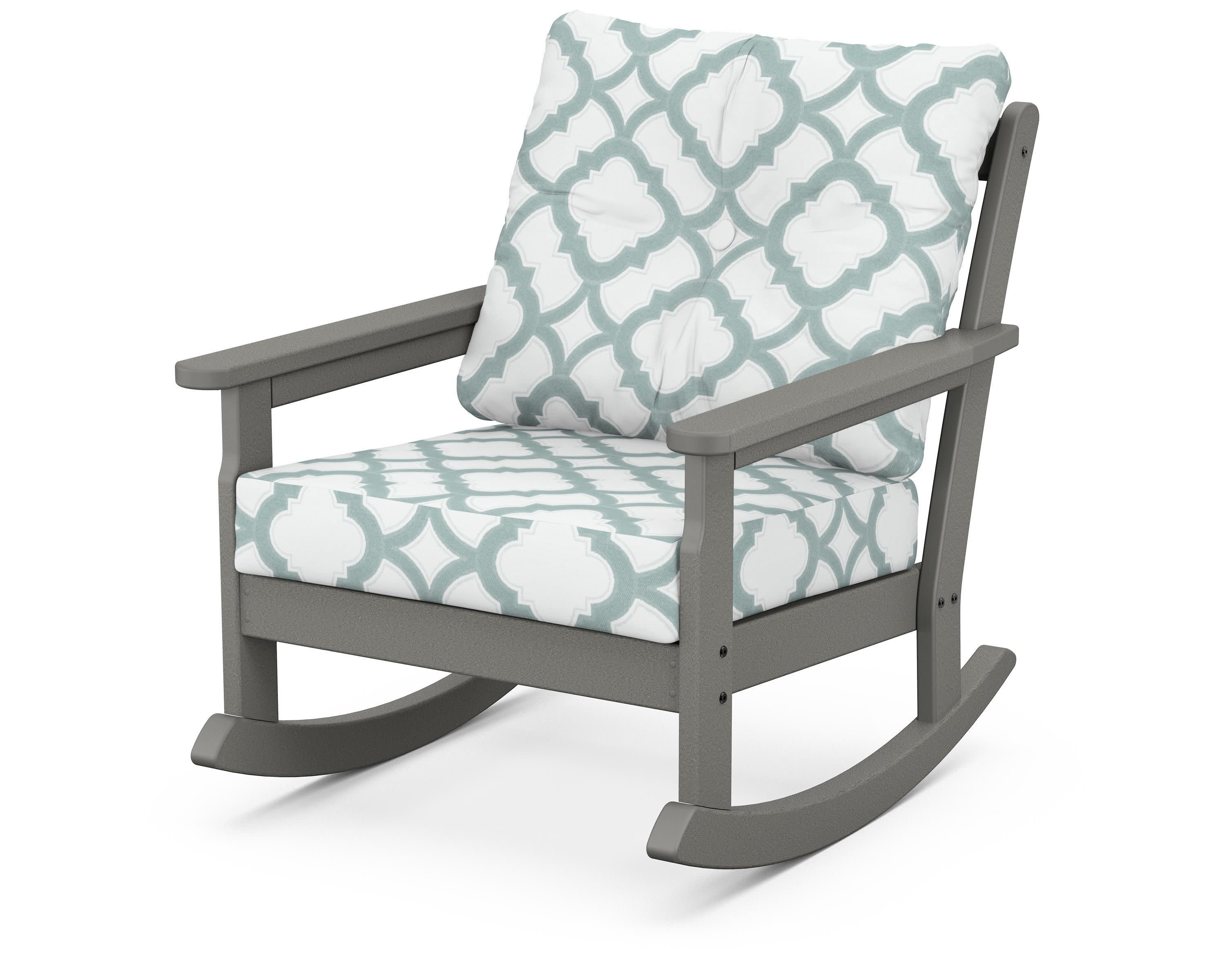 Vineyard Deep Seating Rocking Chair in Slate Grey / Trellis Glacier Spa