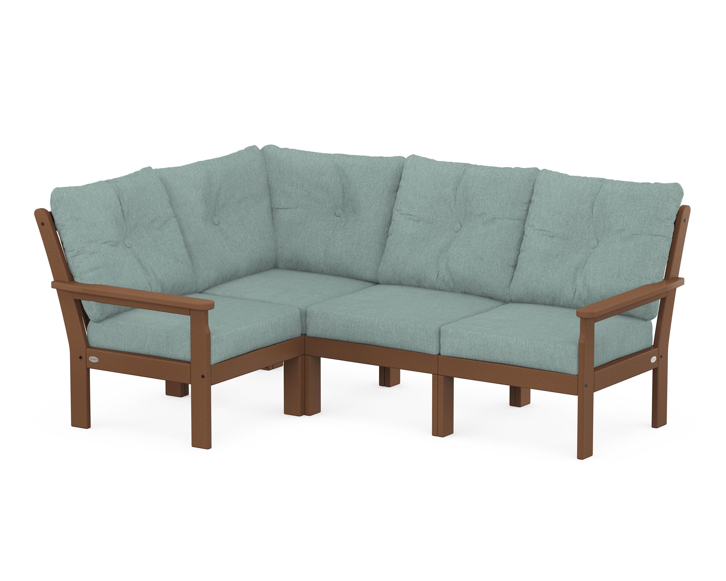 Vineyard 4-Piece Sectional in Teak / Glacier Spa