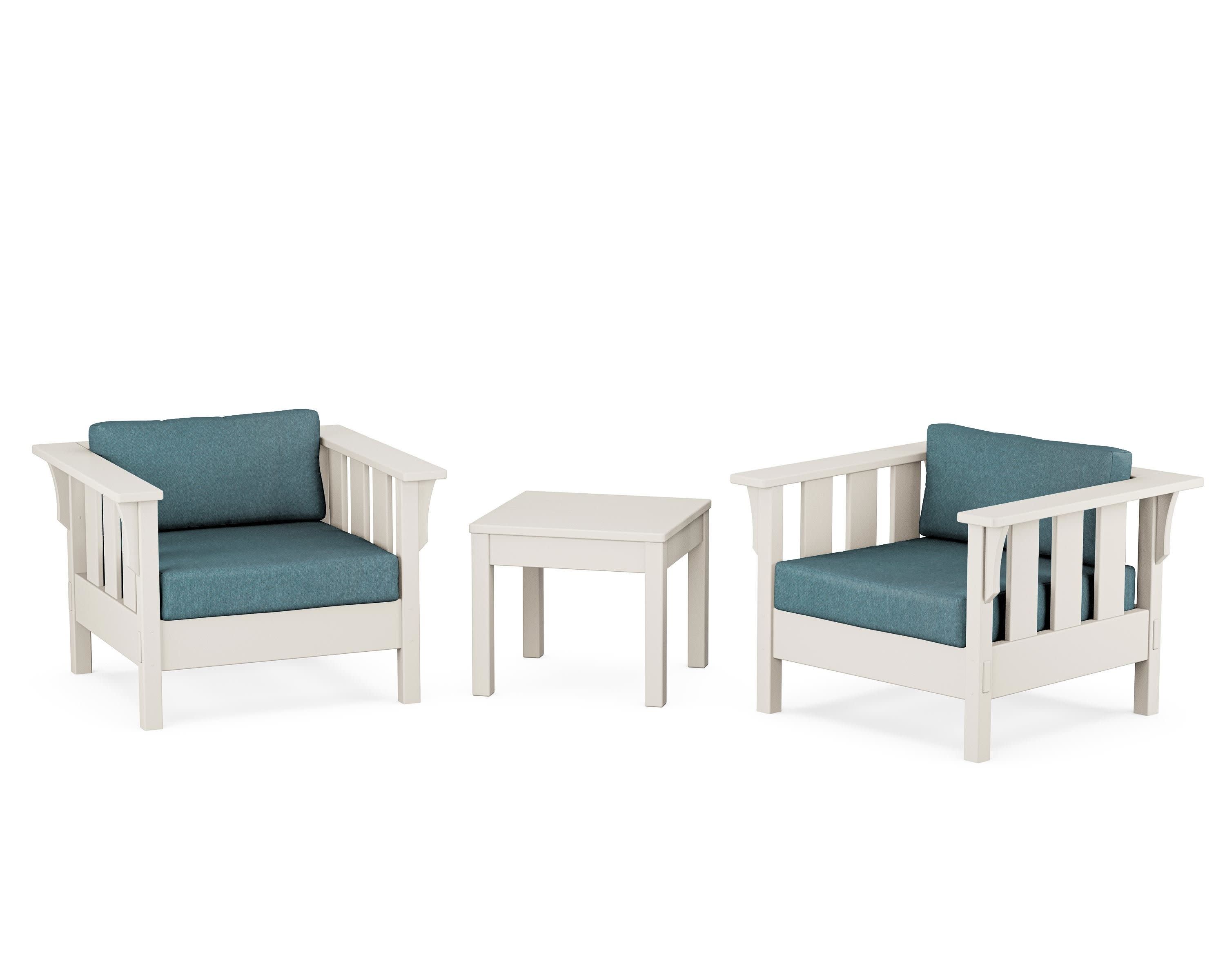 Acadia 3-Piece Deep Seating Set in Sand / Ocean Teal