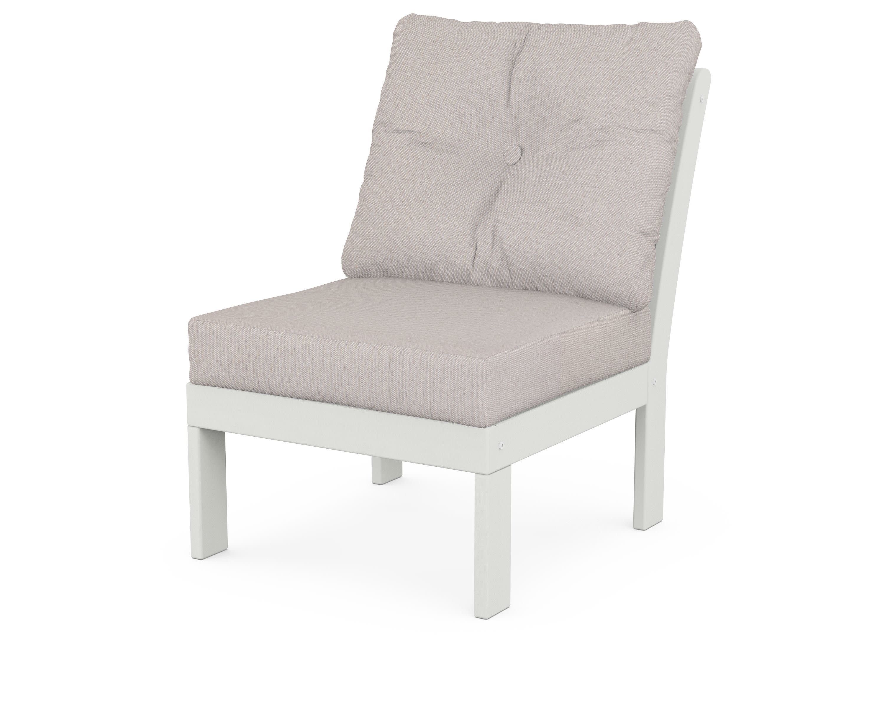 Vineyard Modular Armless Chair in Vintage White / Dune Burlap