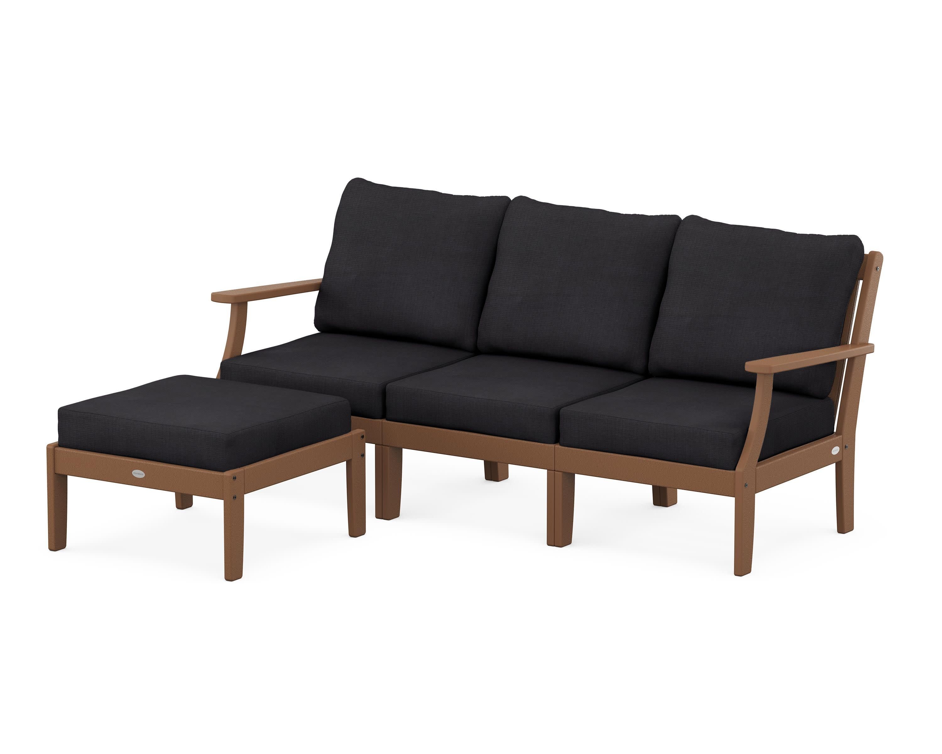 Braxton Modular 4-Piece Deep Seating Set with Ottoman in Teak / Midnight Linen