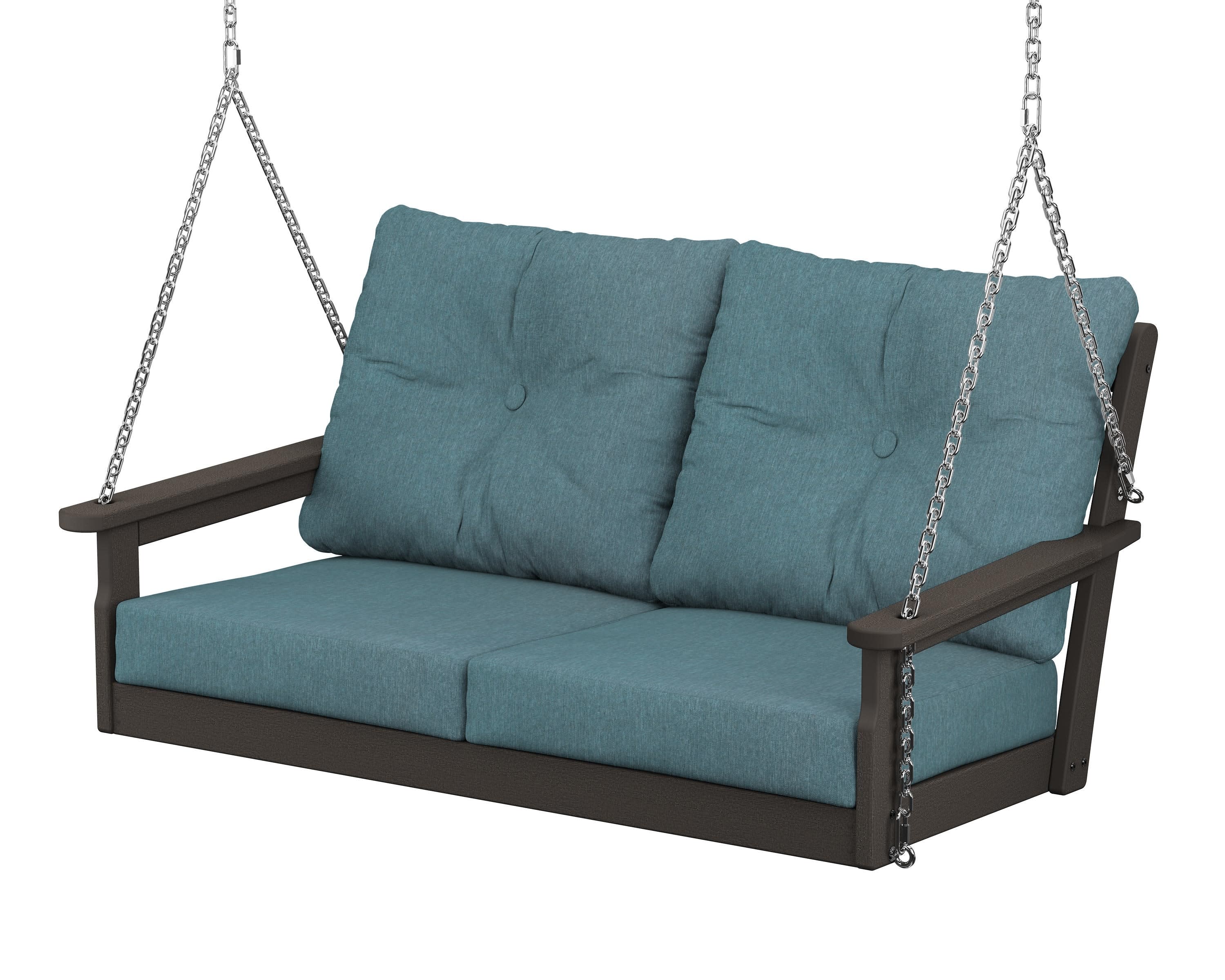 Vineyard Deep Seating Swing in Vintage Coffee / Ocean Teal