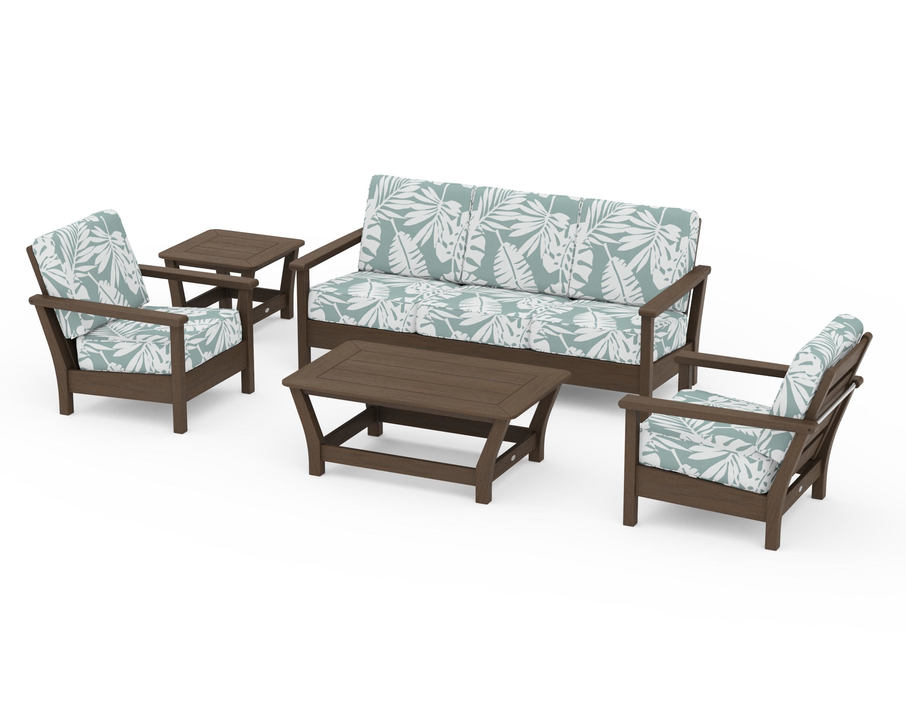 Harbour 5-Piece Deep Seating Set in Kona / Leaf Glacier Spa