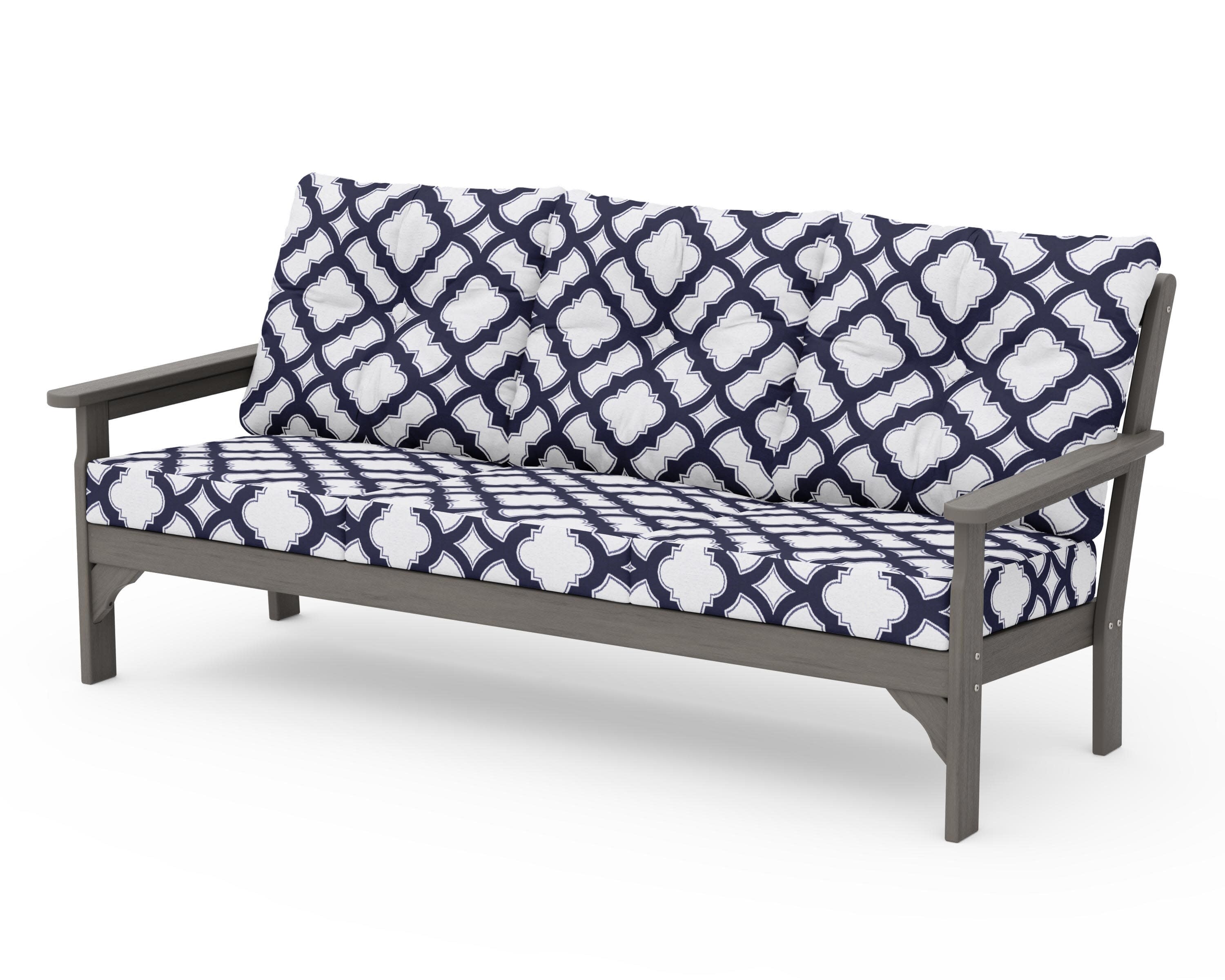 Vineyard Deep Seating Sofa in Driftwood / Trellis Navy
