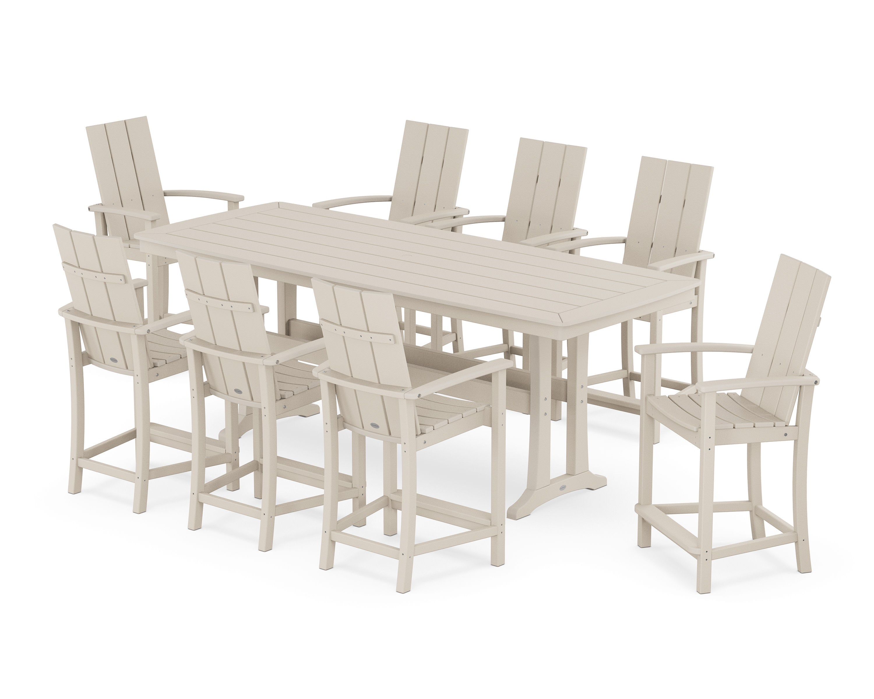 Modern Adirondack 9-Piece Counter Set with Trestle Legs in Sand
