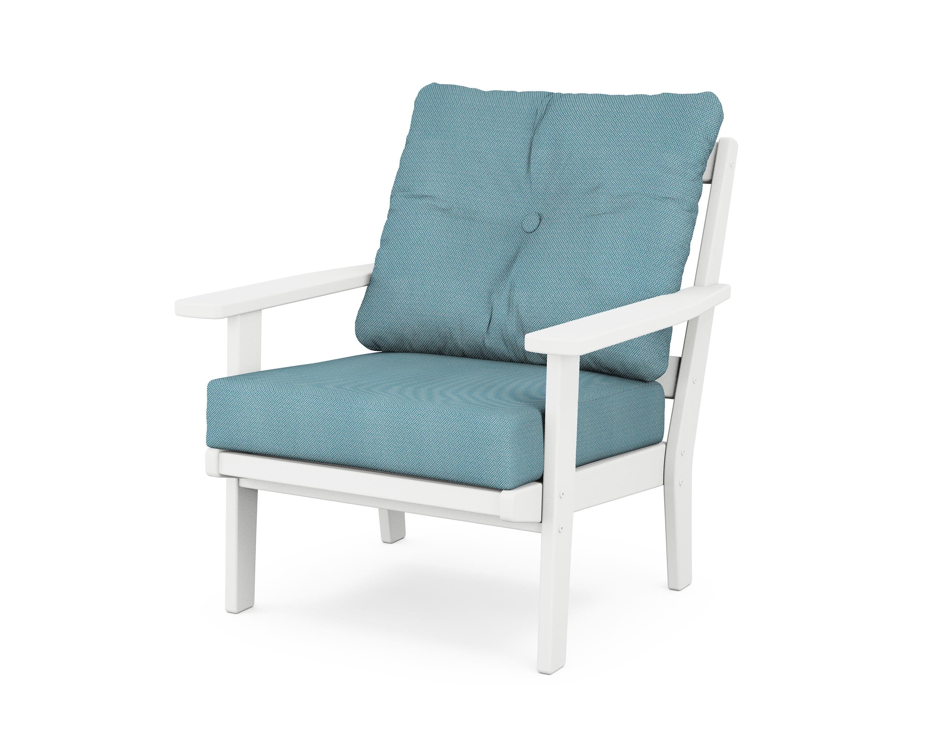 Oxford Deep Seating Chair in White / Lattice Sky Blue