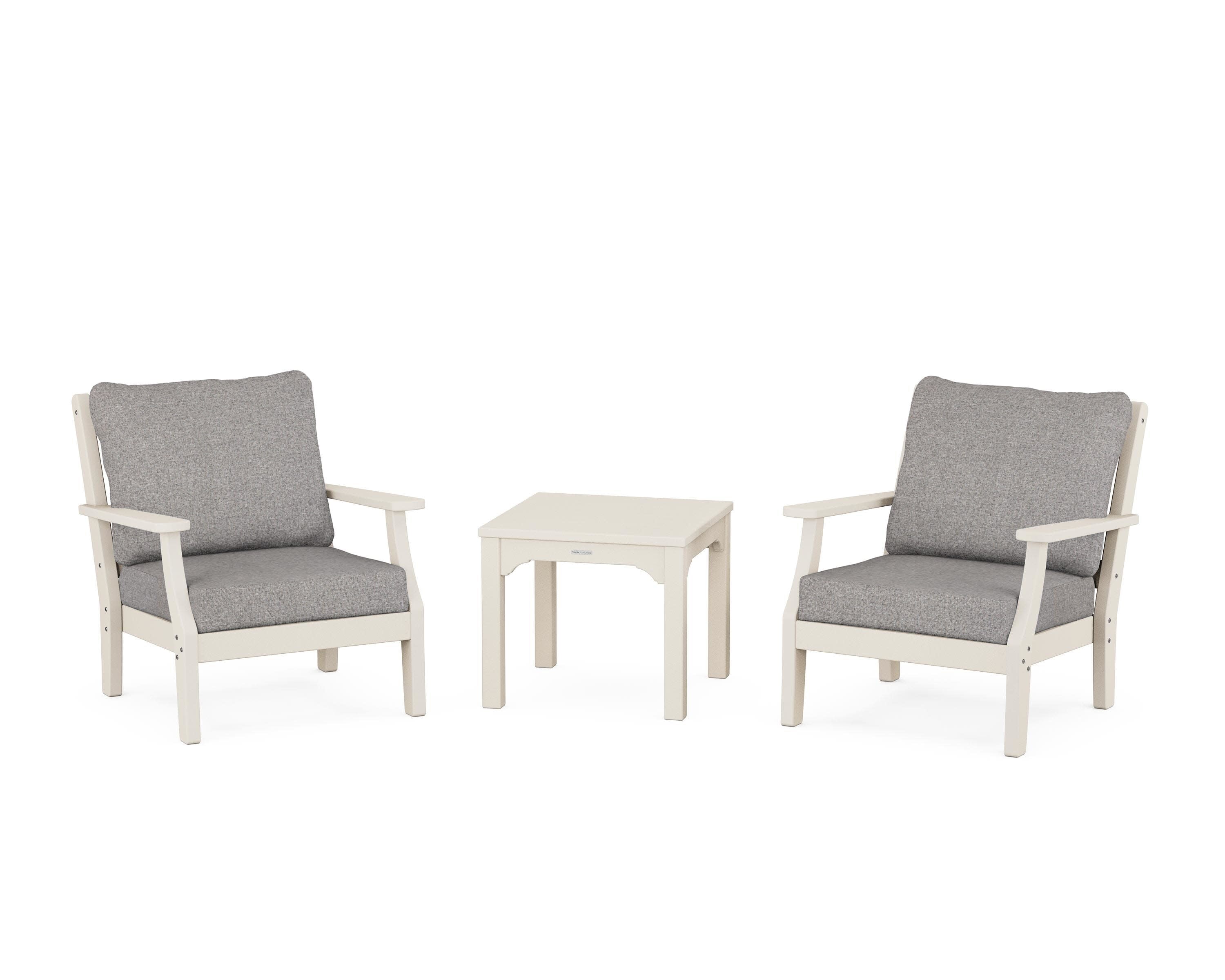 Chinoiserie 3-Piece Deep Seating Set in Sand / Grey Mist
