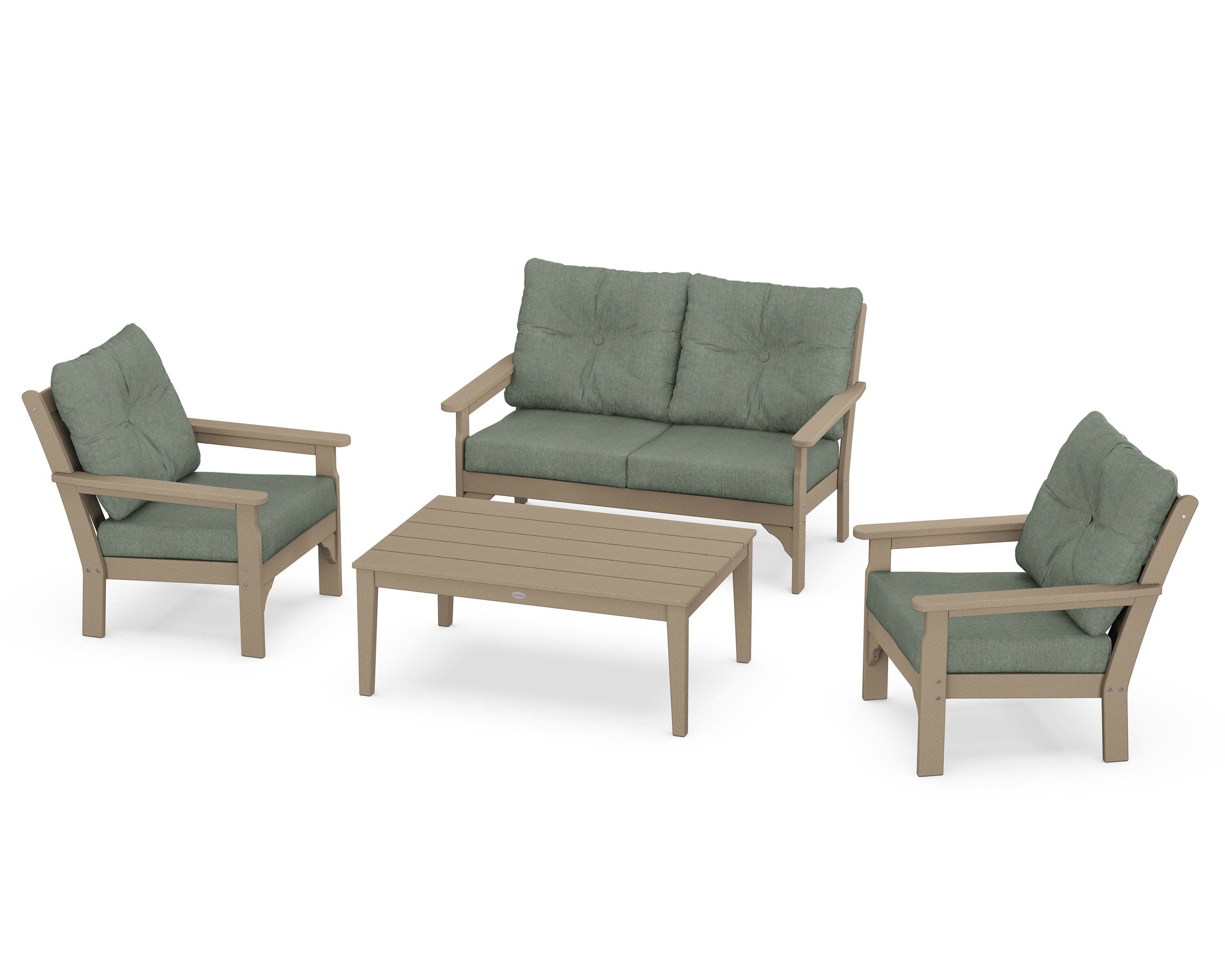 Vineyard 4-Piece Deep Seating Set in Vintage Sahara / Cast Sage