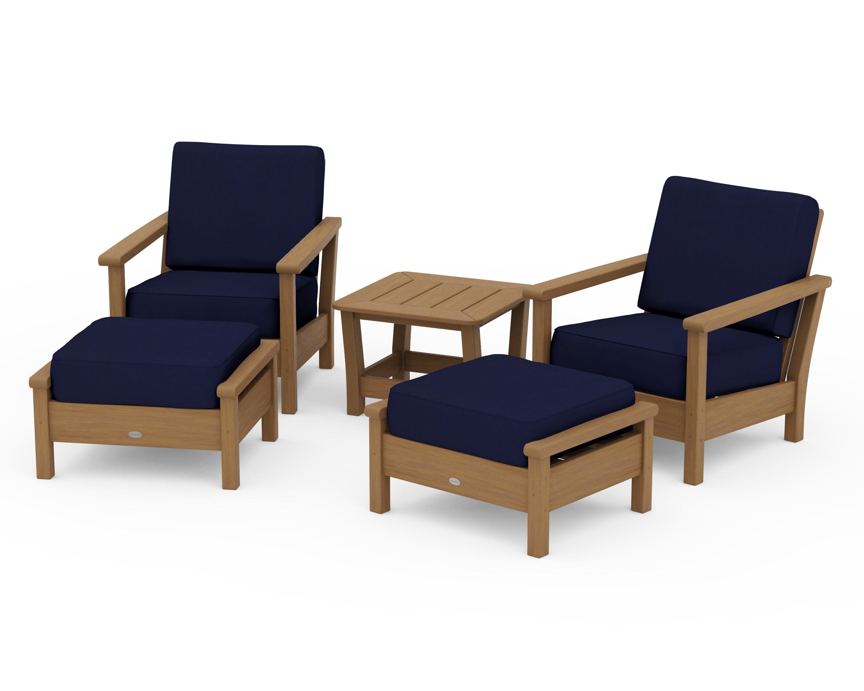 Harbour 5-Piece Deep Seating Chair Set in Natural / Navy