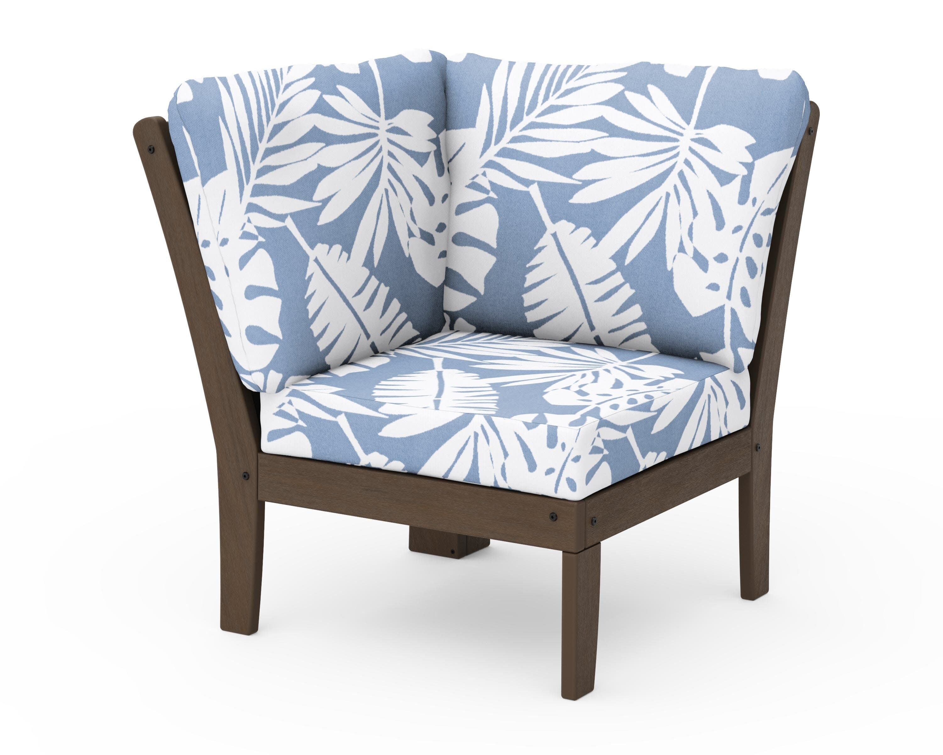 Braxton Modular Corner Chair in Kona / Leaf Sky Blue