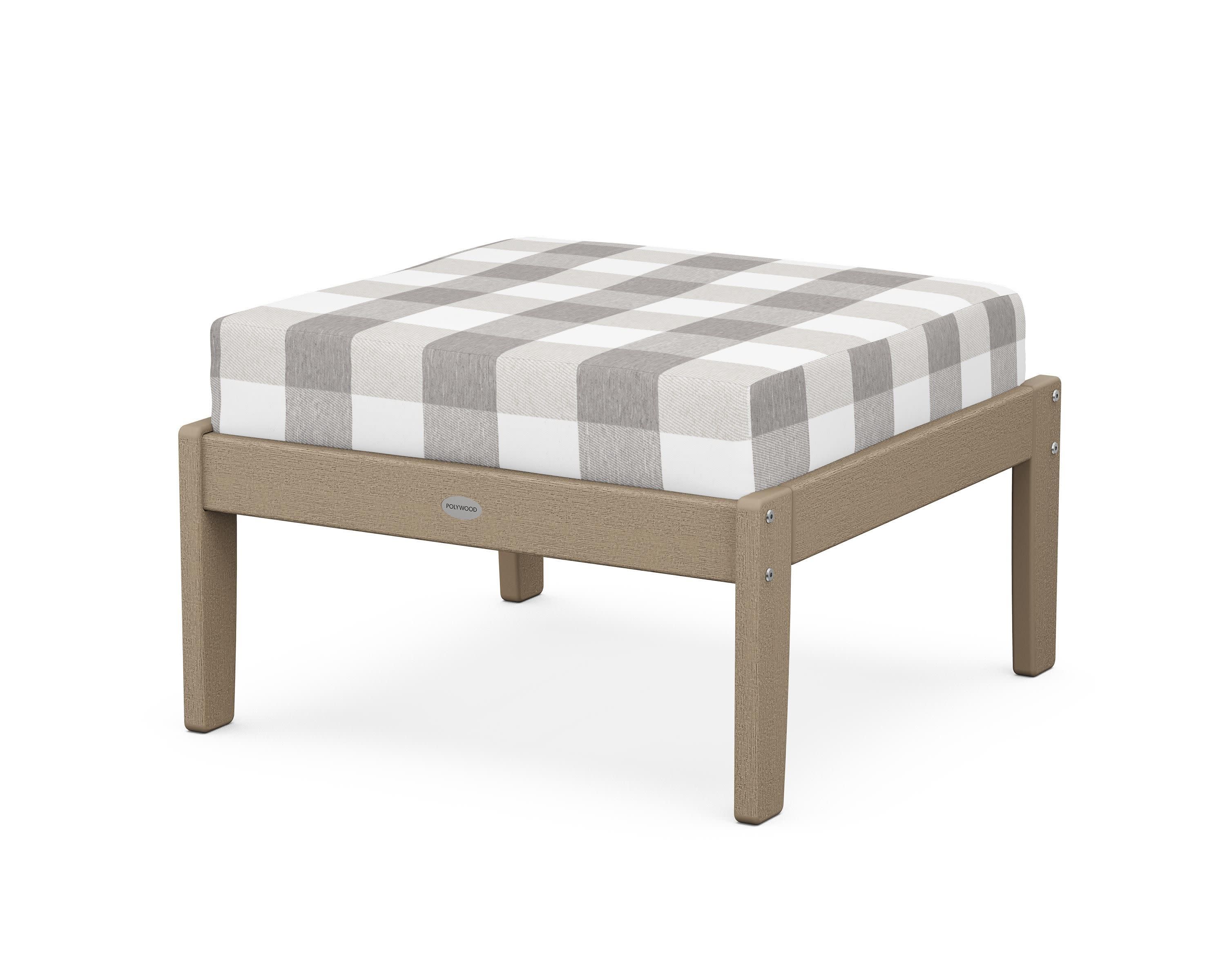 Braxton Deep Seating Ottoman in Vintage Sahara / Buffalo Plaid Grey Mist
