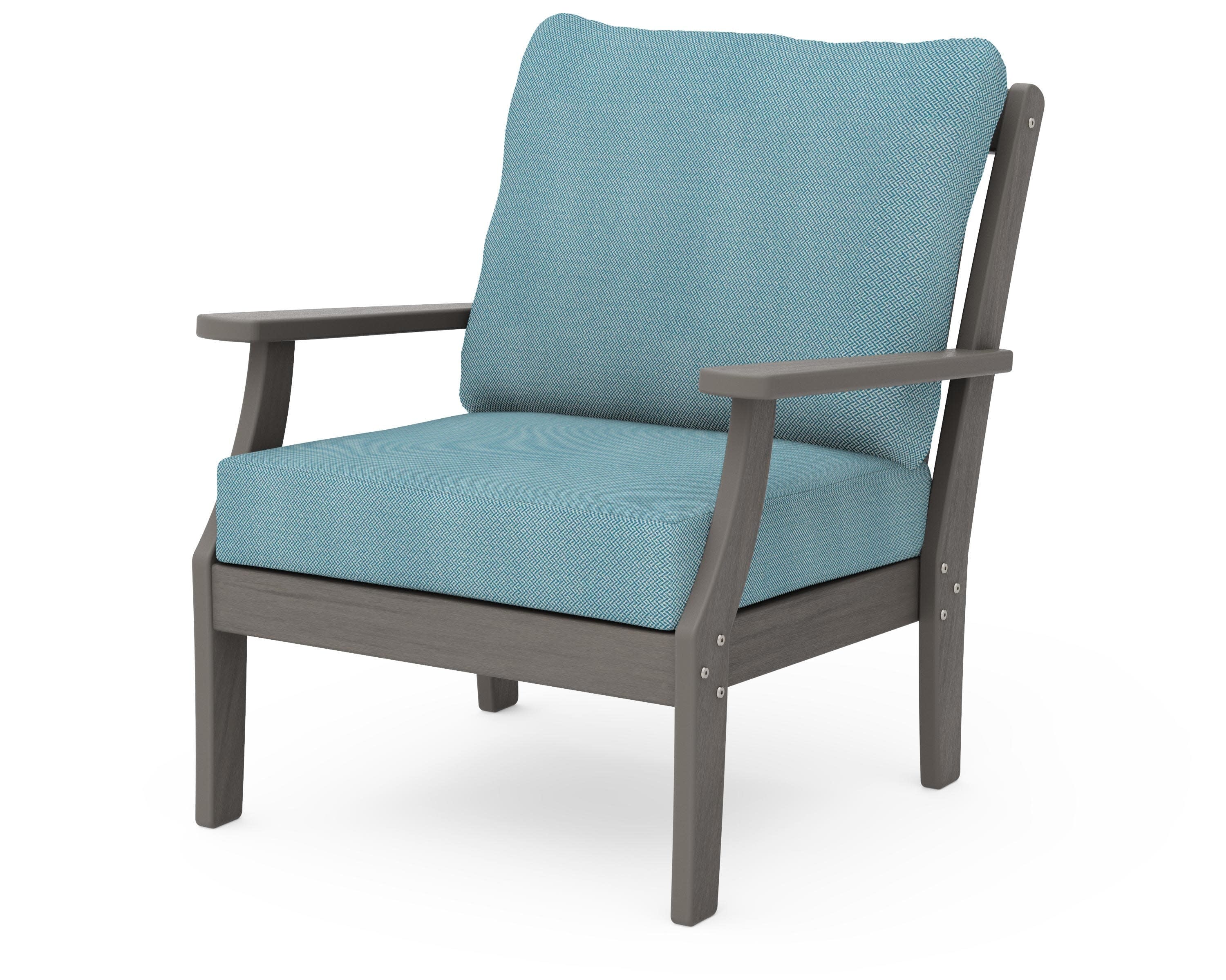 Braxton Deep Seating Chair in Driftwood / Lattice Sky Blue