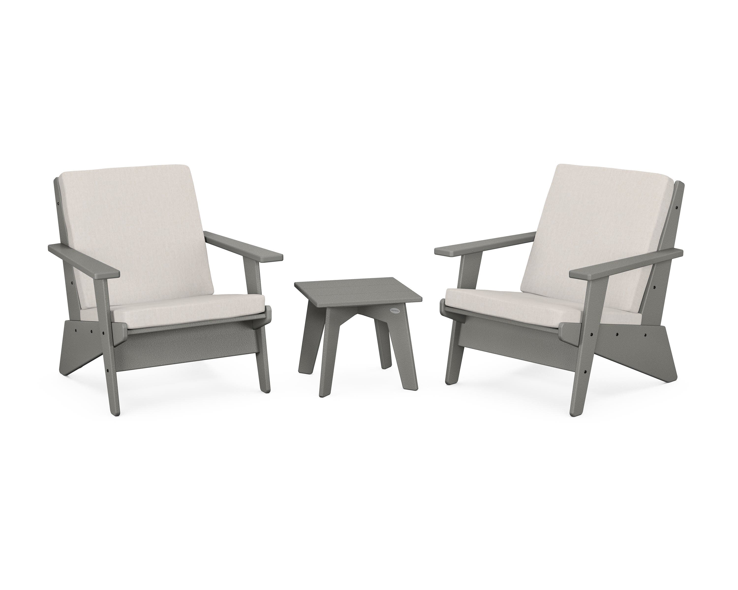Riviera Modern Lounge 3-Piece Set in Slate Grey / Cast Ash