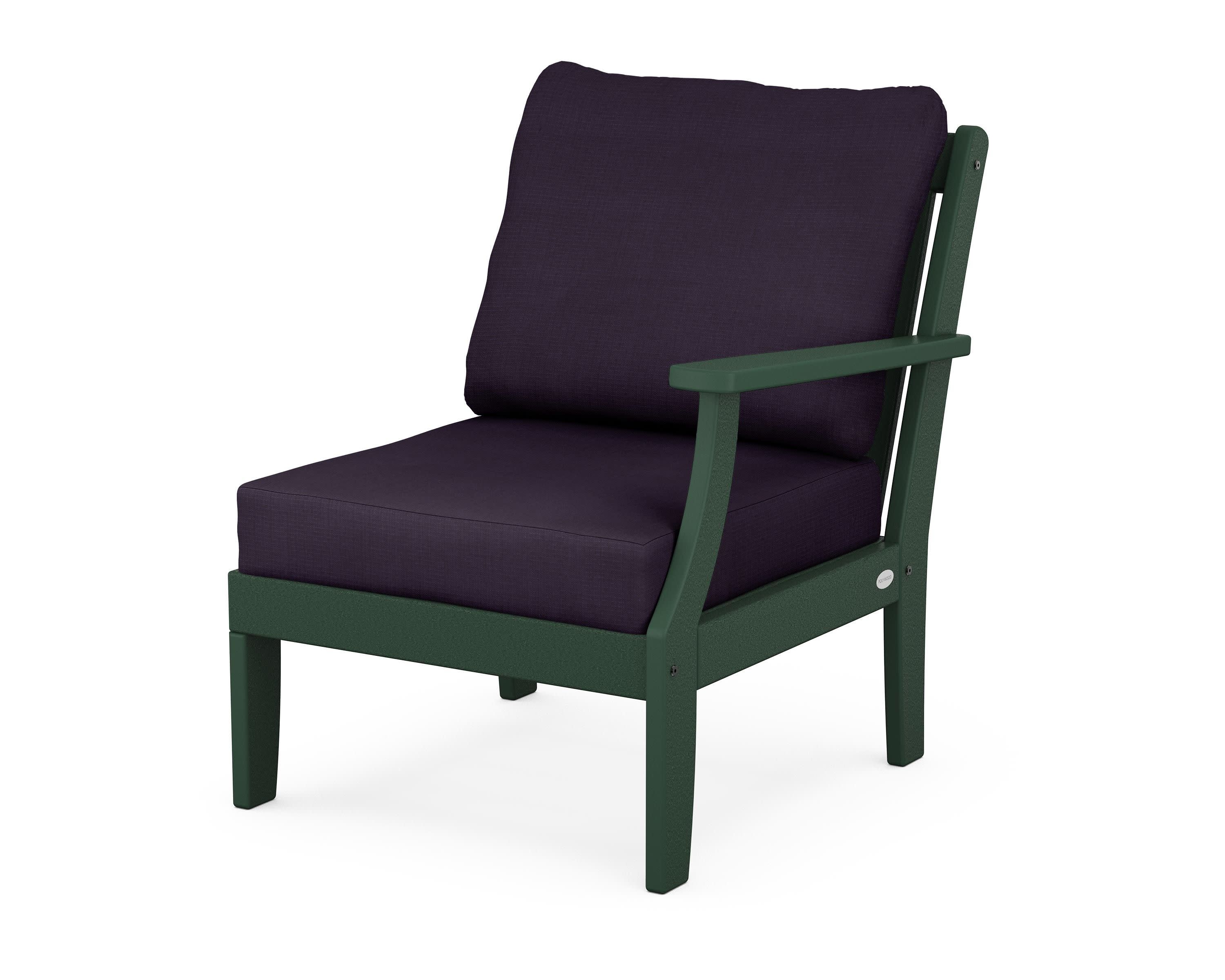 Braxton Modular Right Arm Chair in Green / Navy Linen