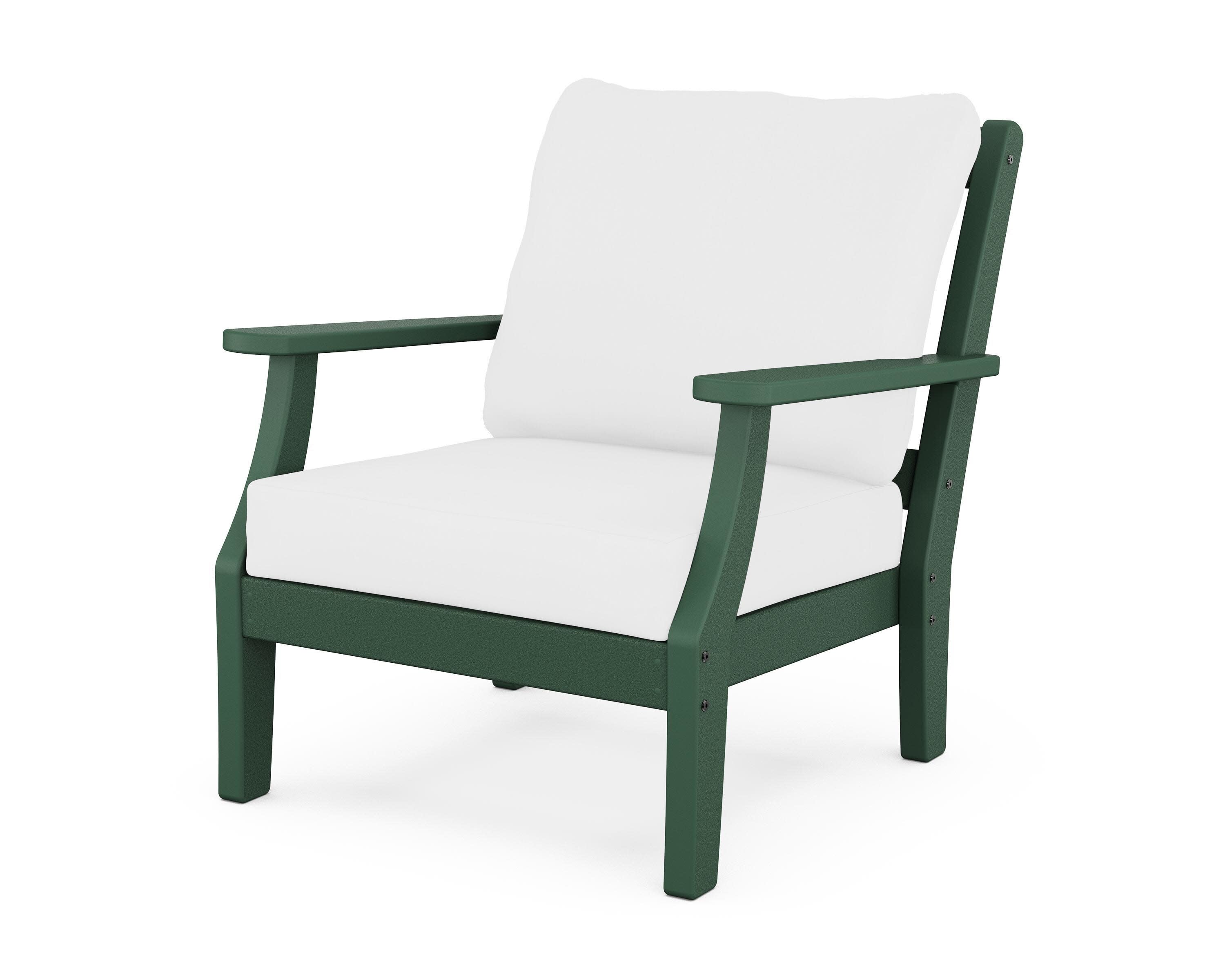 Chinoiserie Deep Seating Chair in Green / Natural