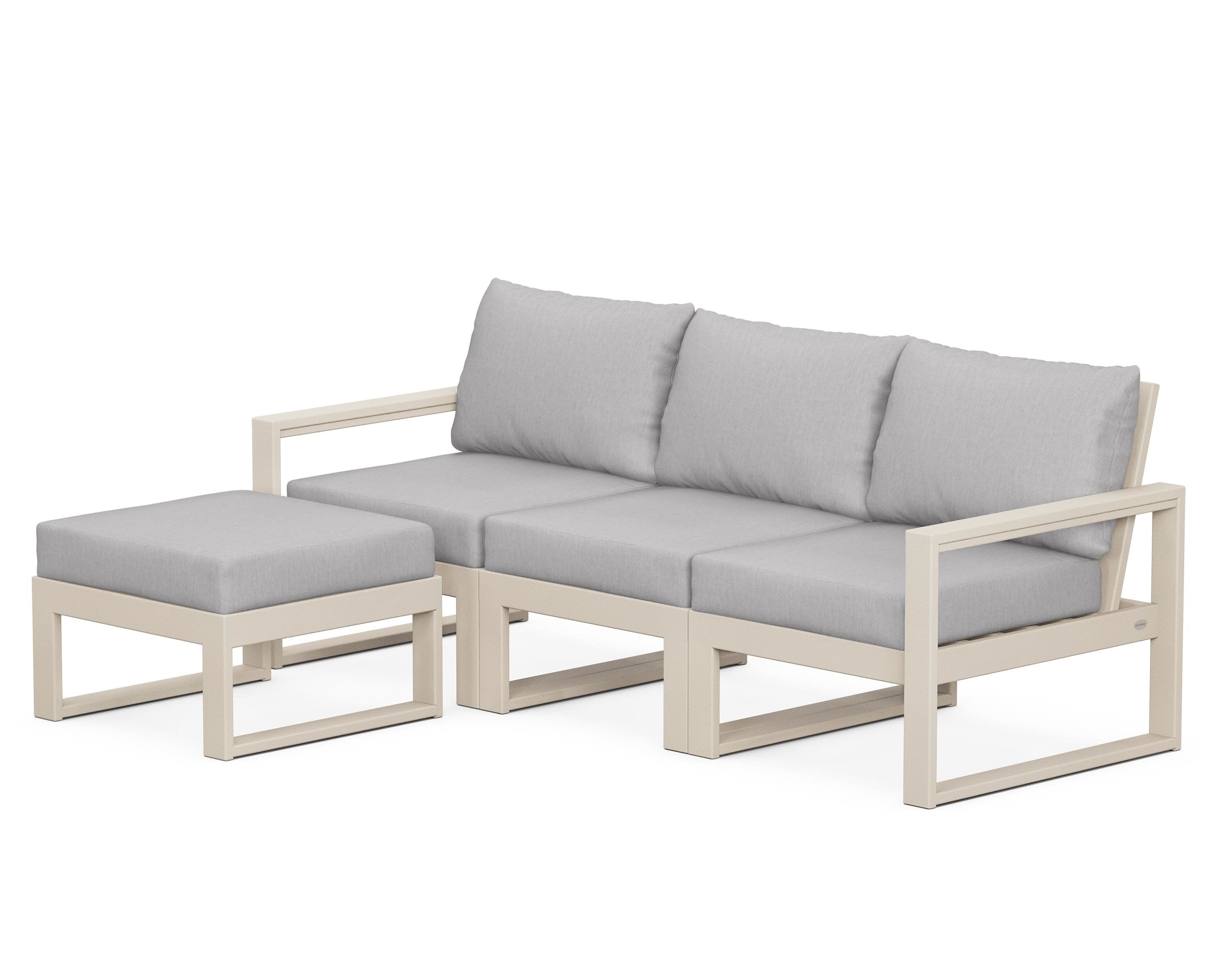 EDGE 4-Piece Modular Deep Seating Set with Ottoman in Sand / Granite