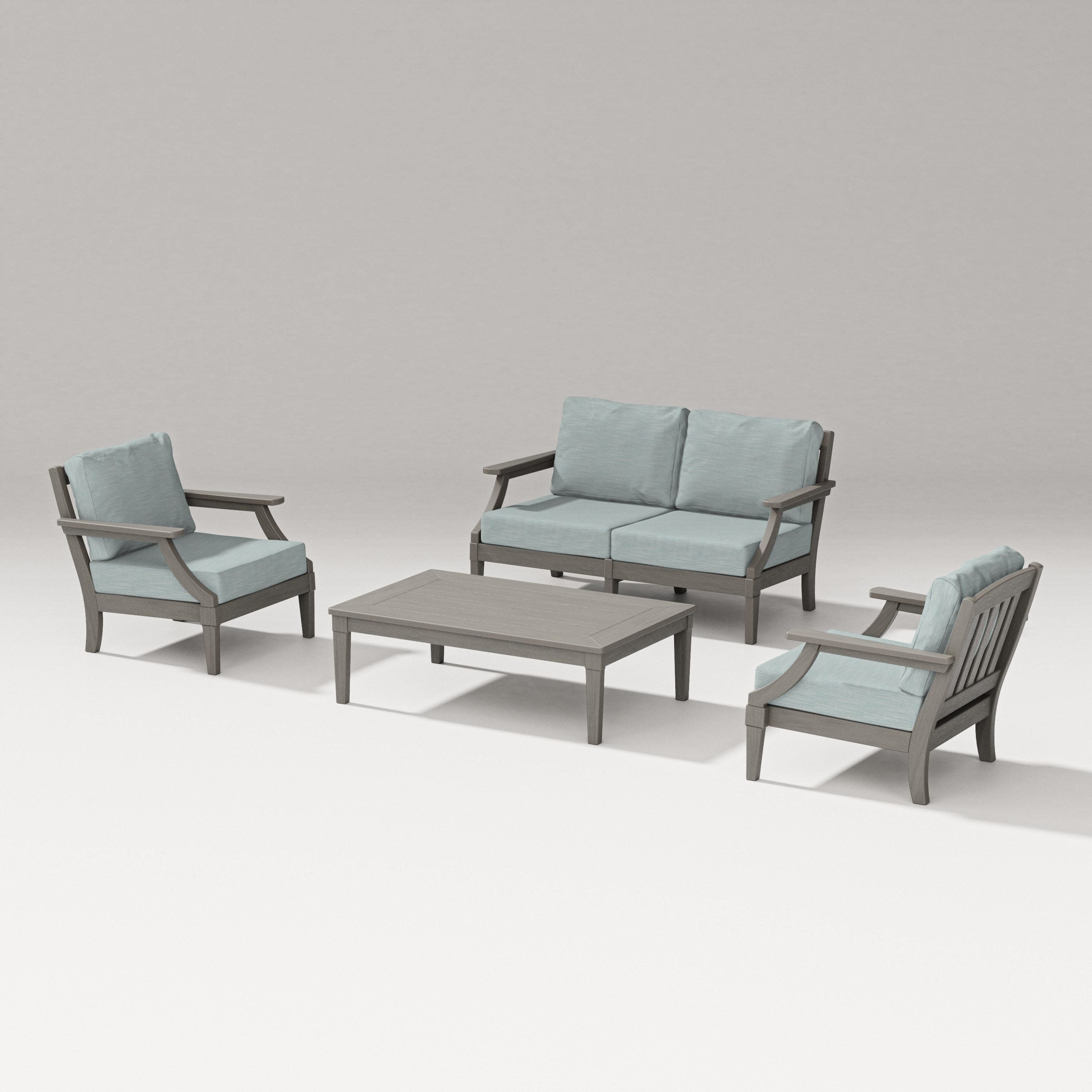 Estate Lounge 4-Piece Loveseat Set in Driftwood / Soothe Mist