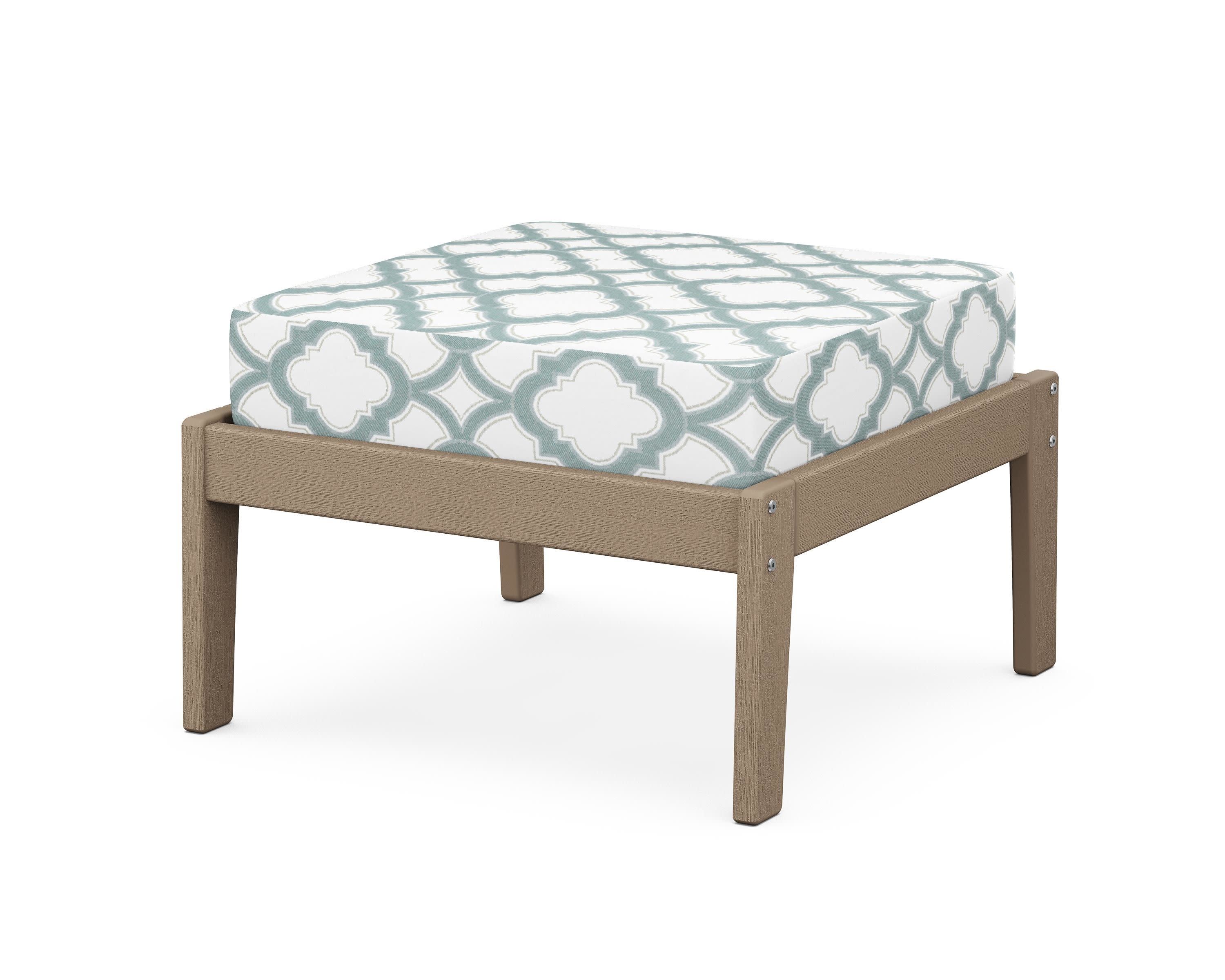 Deep Seating Ottoman in Vintage Sahara / Trellis Glacier Spa