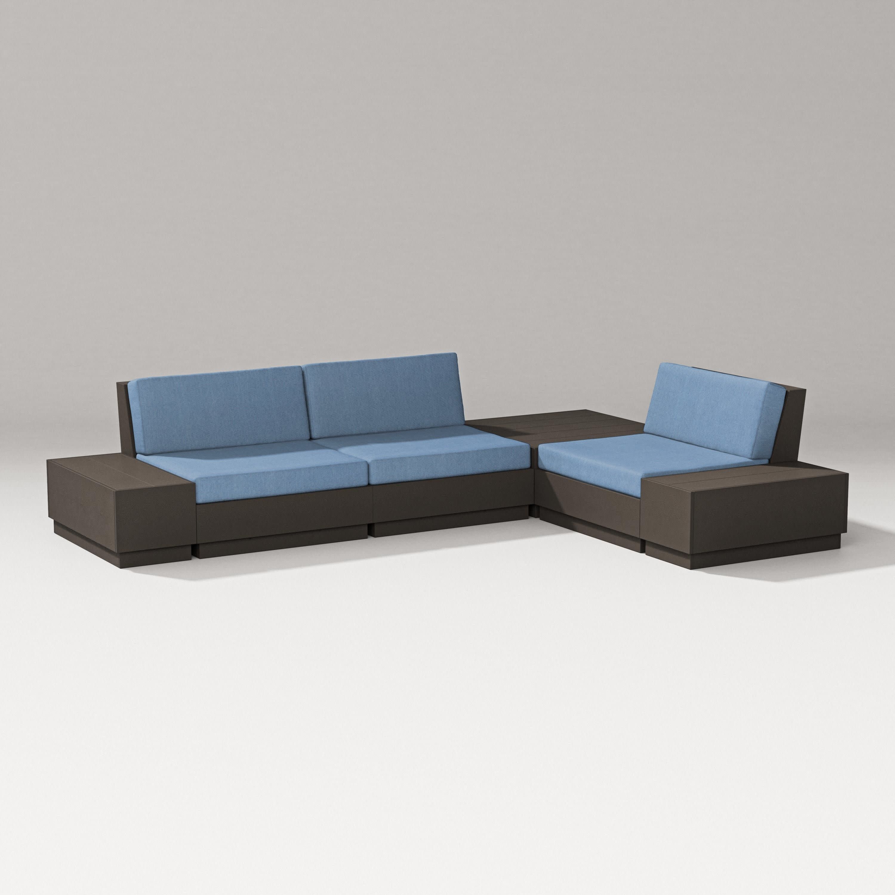 Elevate 6-Piece Corner Sectional in Vintage Coffee / Sky Blue
