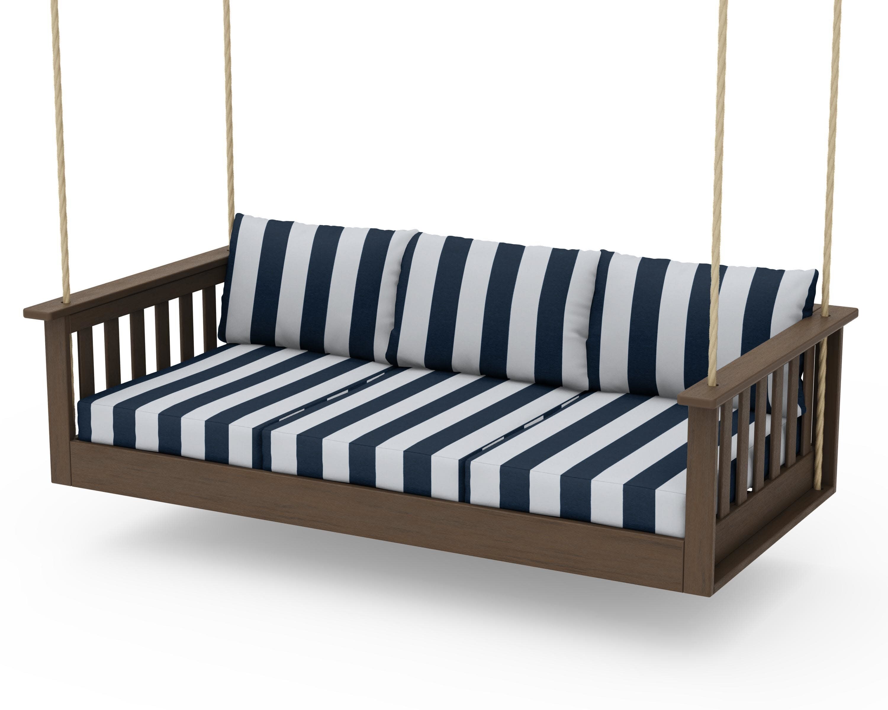 Vineyard Daybed Swing in Kona / Cabana Stripe Marine Indigo