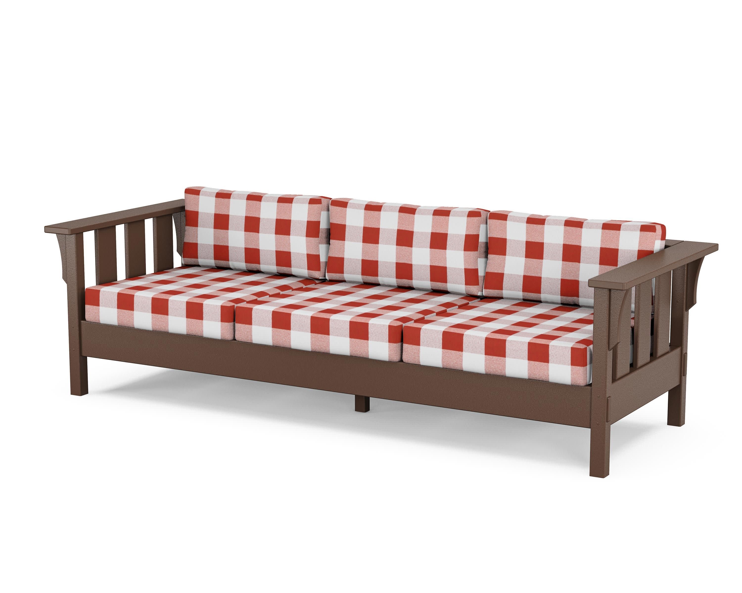 Acadia Deep Seating Sofa in Mahogany / Buffalo Plaid Crimson