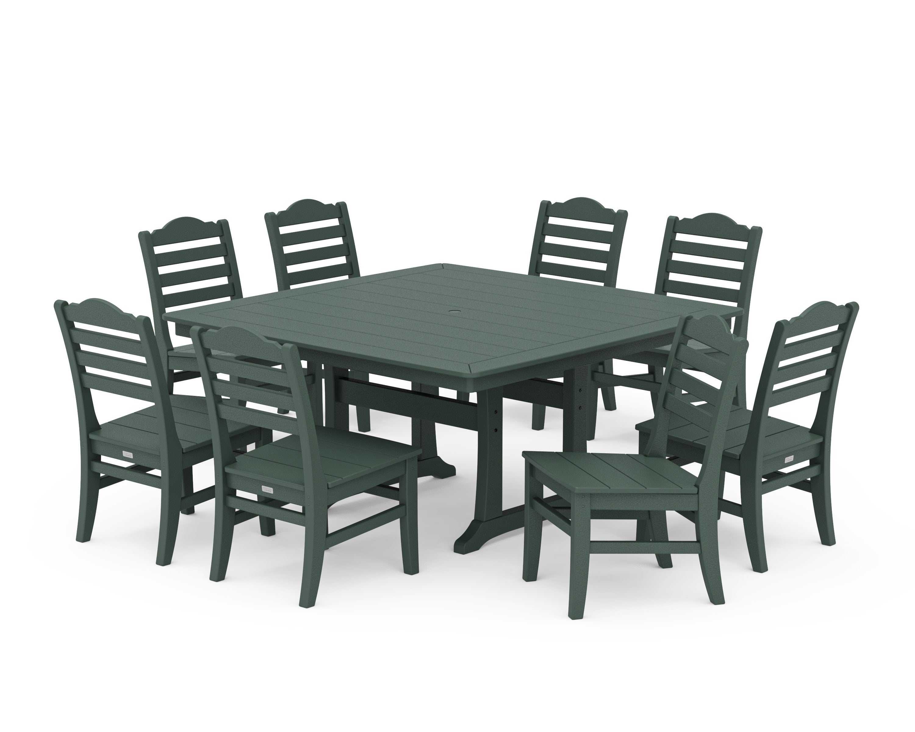 Savannah Side Chair 9-Piece Square Dining Set with Trestle Legs in Green
