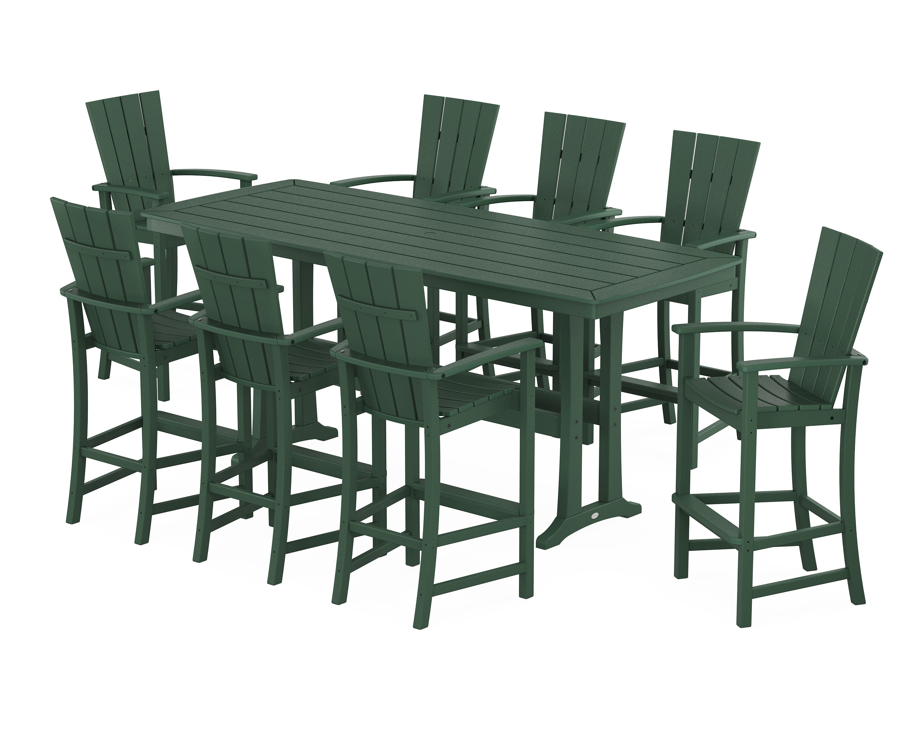 Quattro Adirondack 9-Piece Bar Set with Trestle Legs in Green