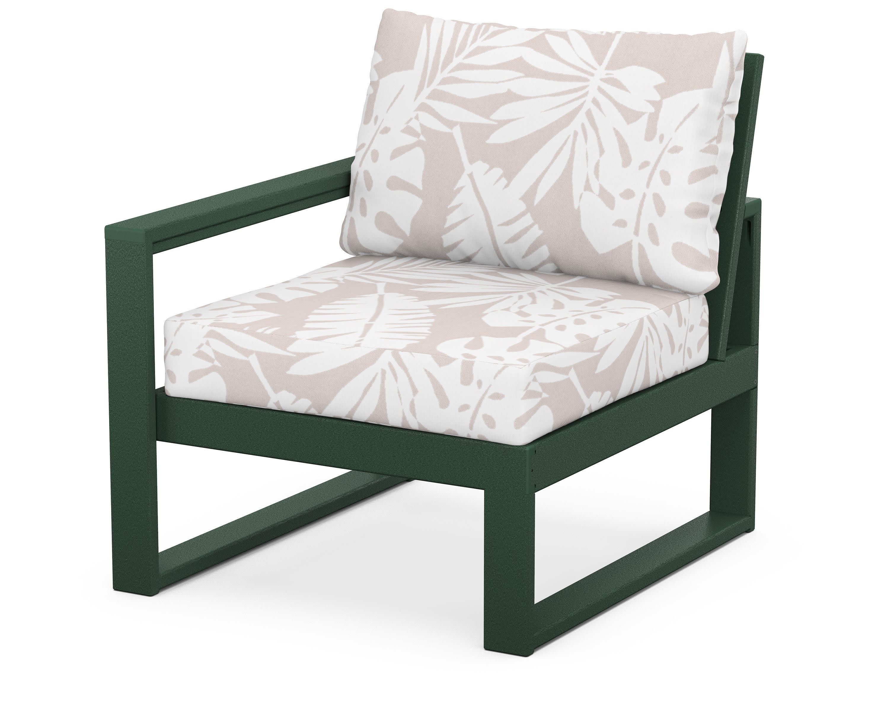 EDGE Modular Left Arm Chair in Green / Leaf Dune Burlap