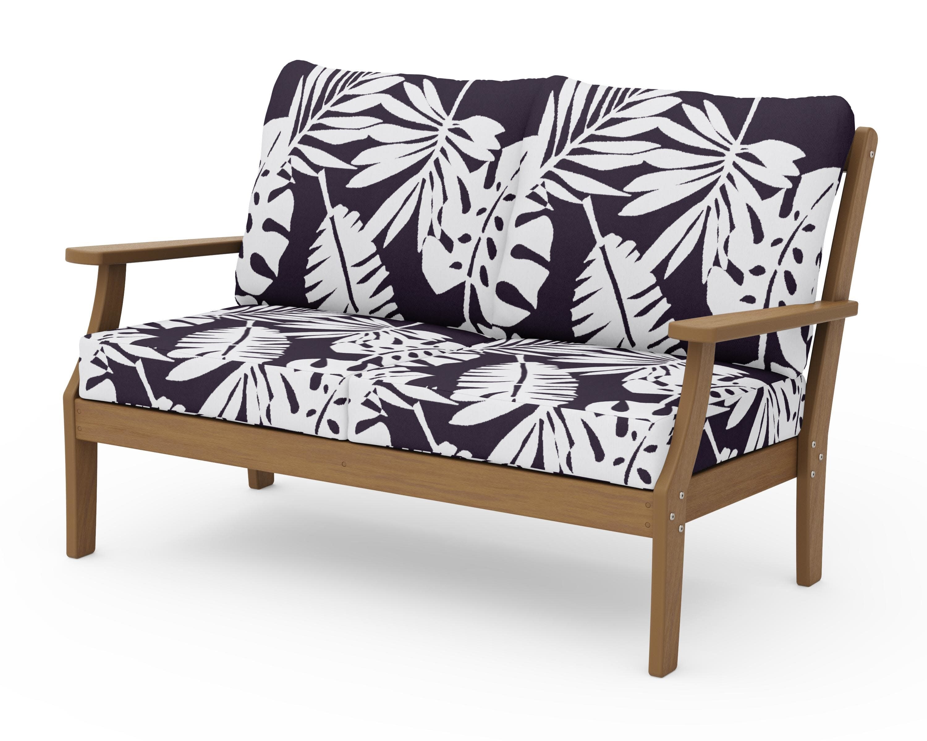 Braxton Deep Seating Loveseat in Natural / Leaf Navy