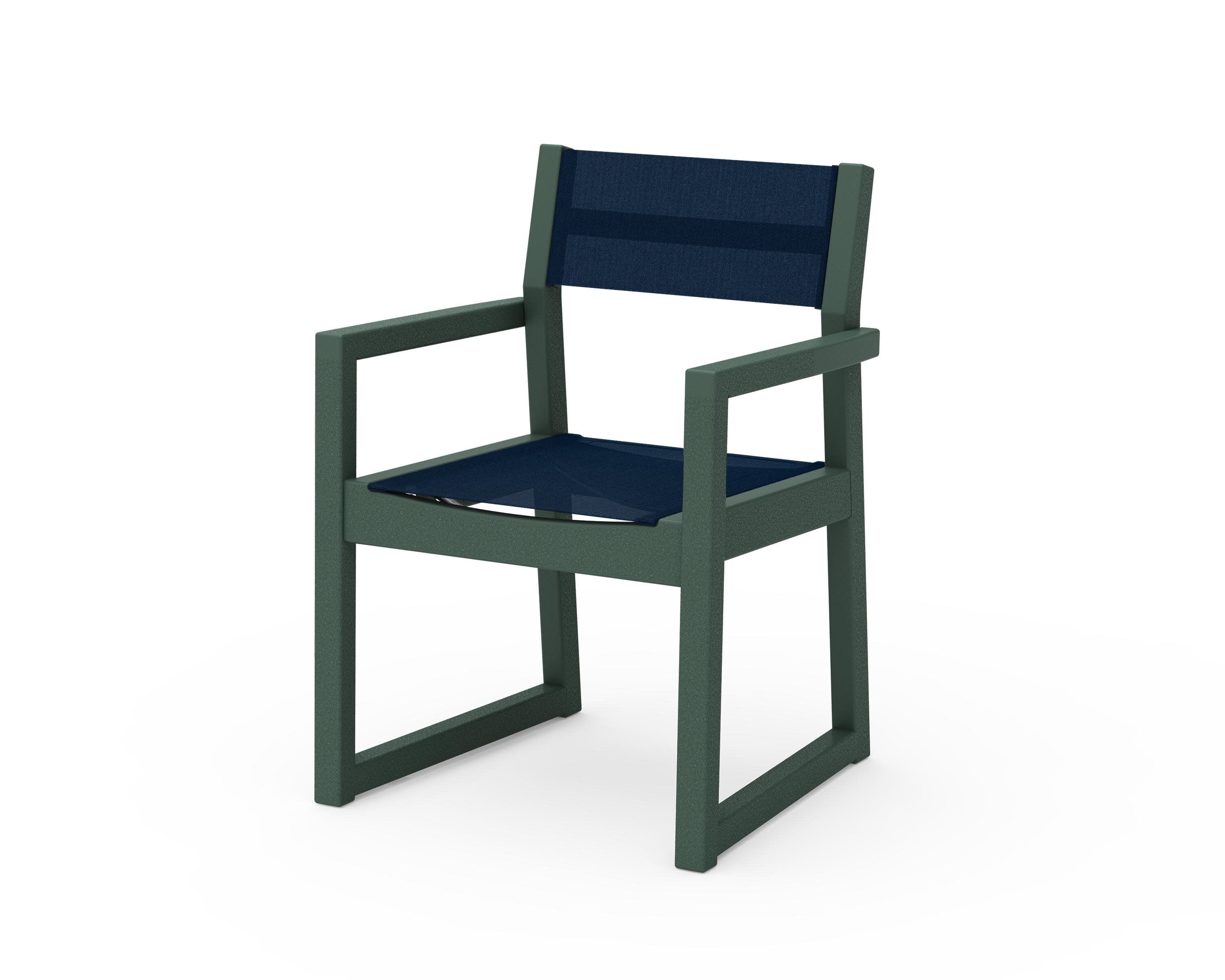 EDGE Sling Dining Arm Chair in Green / Navy Blue Sling