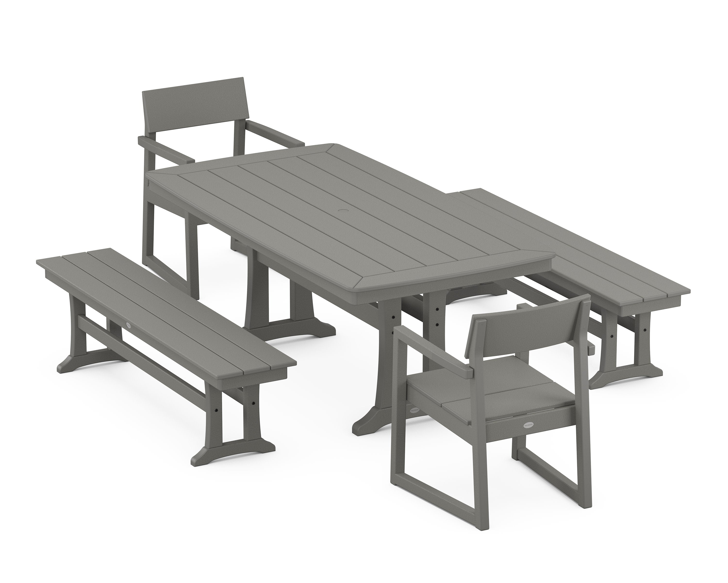 EDGE 5-Piece Dining Set with Trestle Legs in Slate Grey