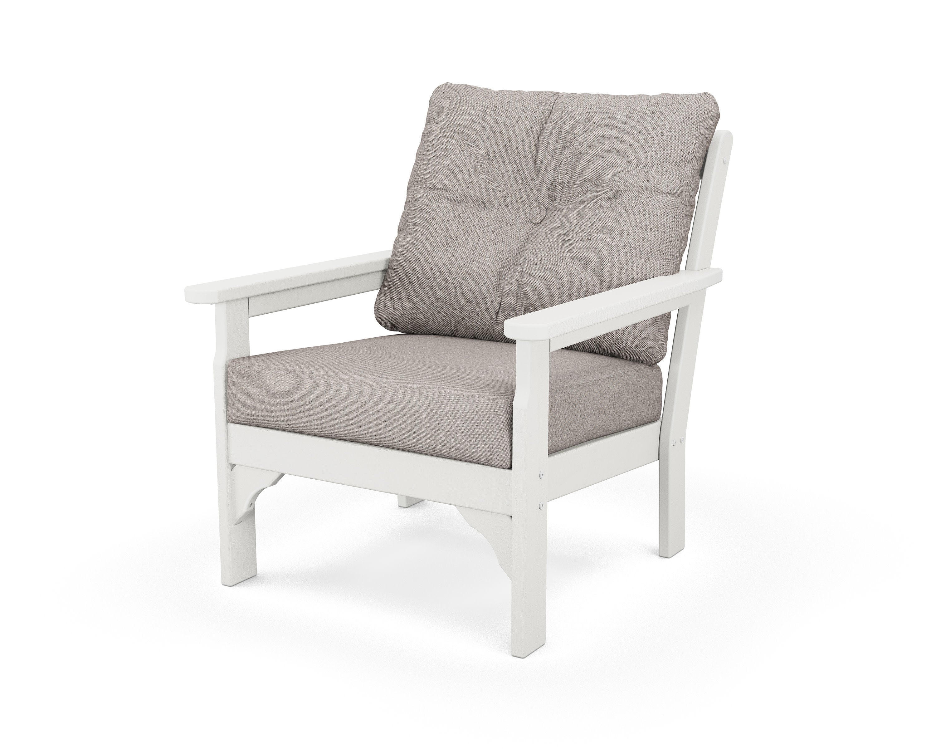 Vineyard Deep Seating Chair in Vintage White / Weathered Tweed