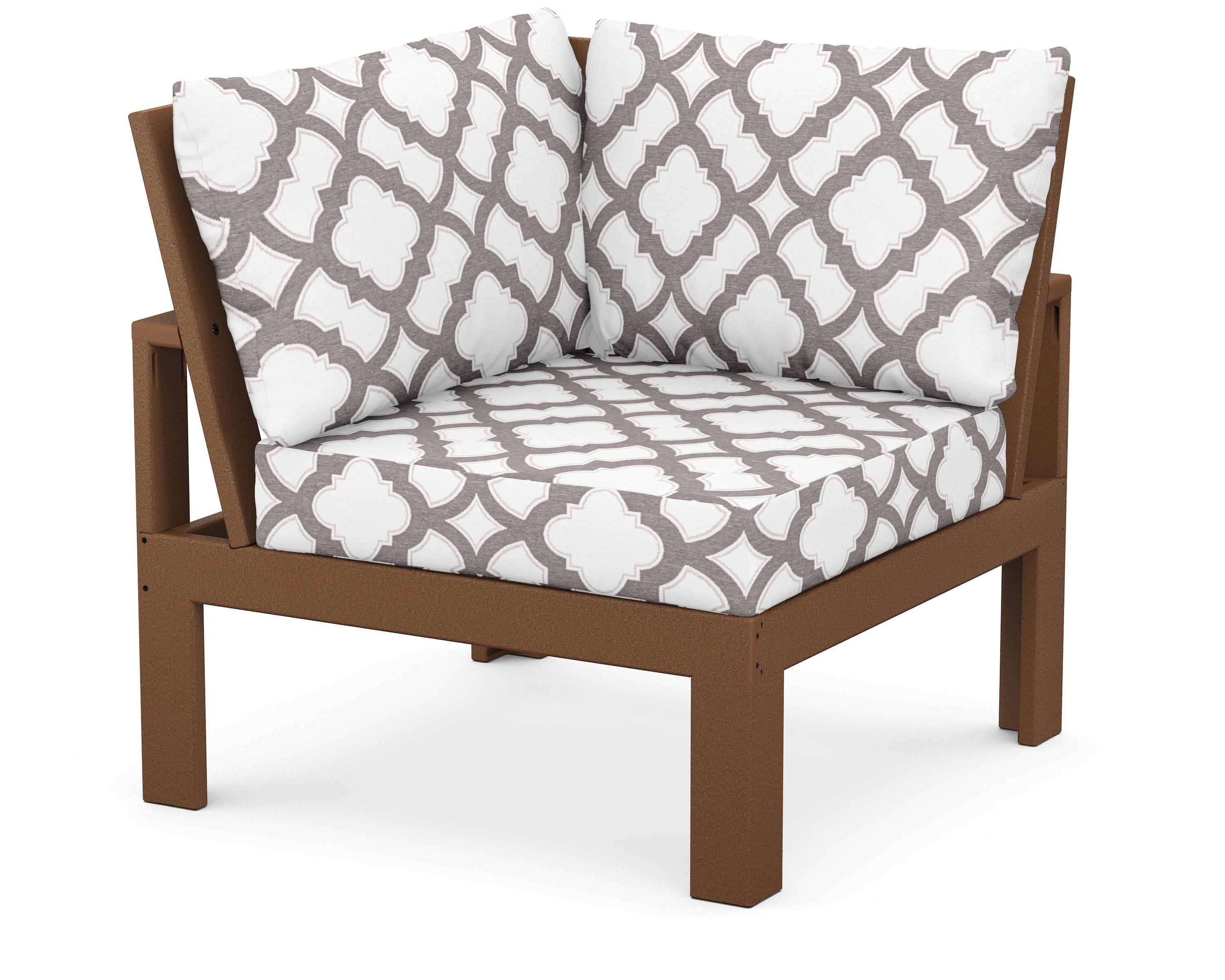 Modular Corner Chair in Teak / Trellis Grey Mist