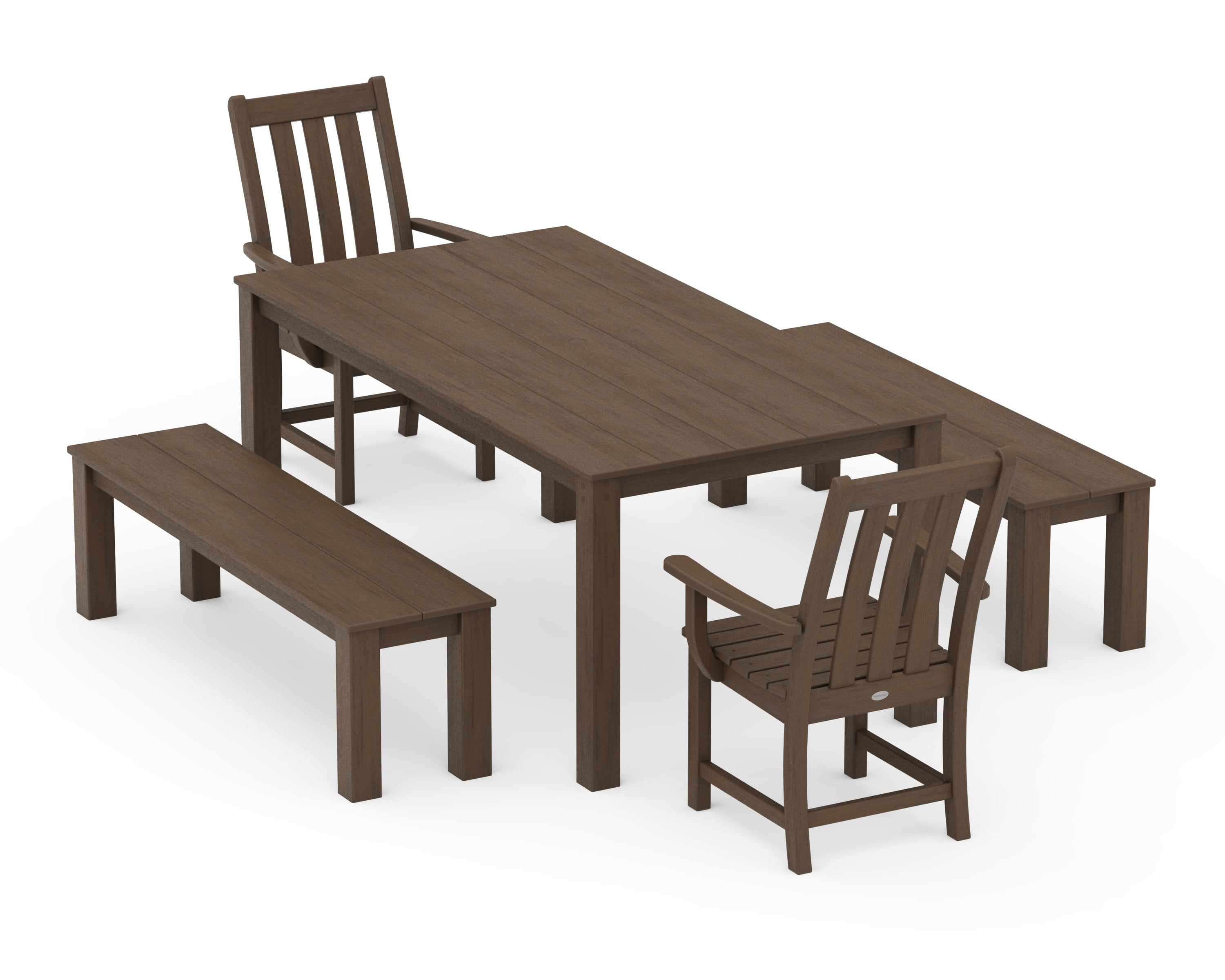 Vineyard 5-Piece Parsons Dining Set with Benches in Kona