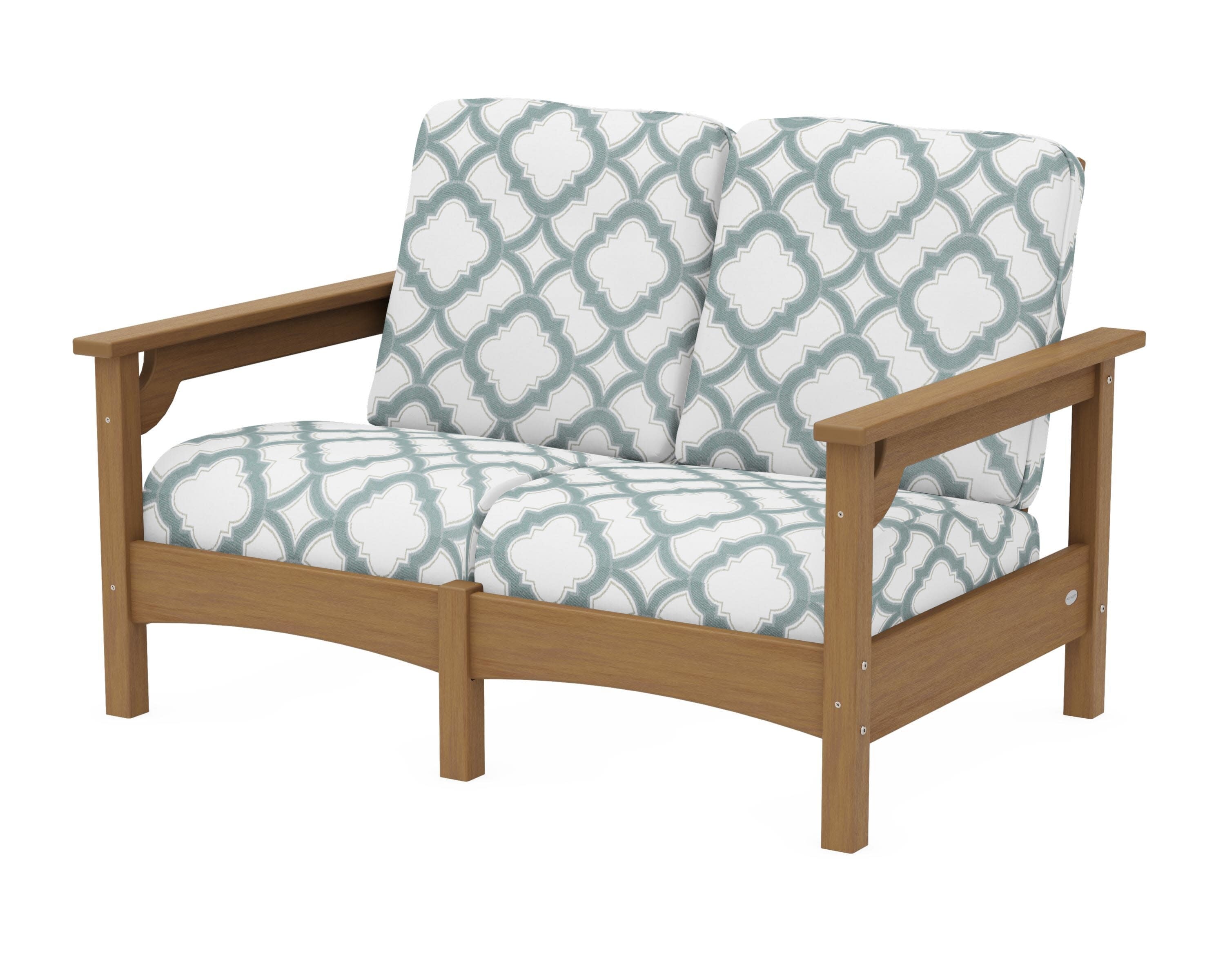 Club Loveseat in Natural / Trellis Glacier Spa