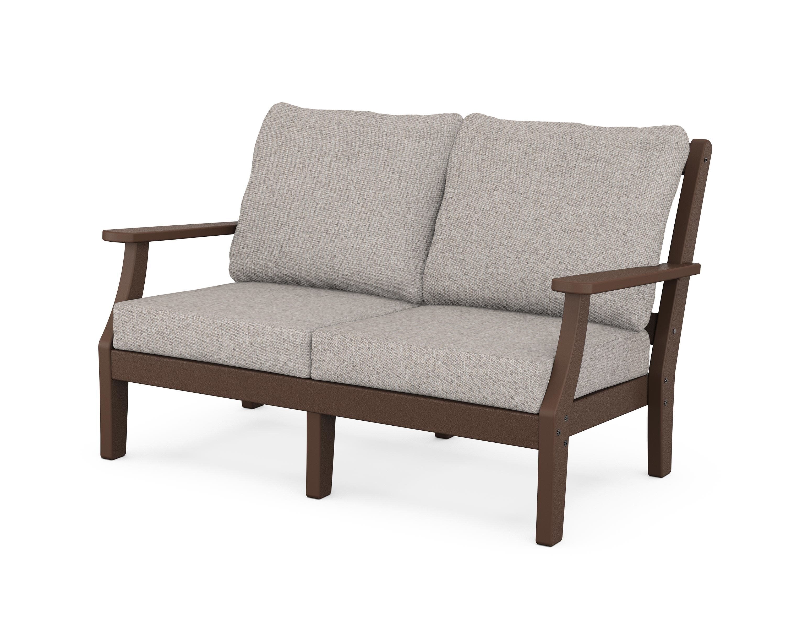Chinoiserie Deep Seating Loveseat in Mahogany / Weathered Tweed