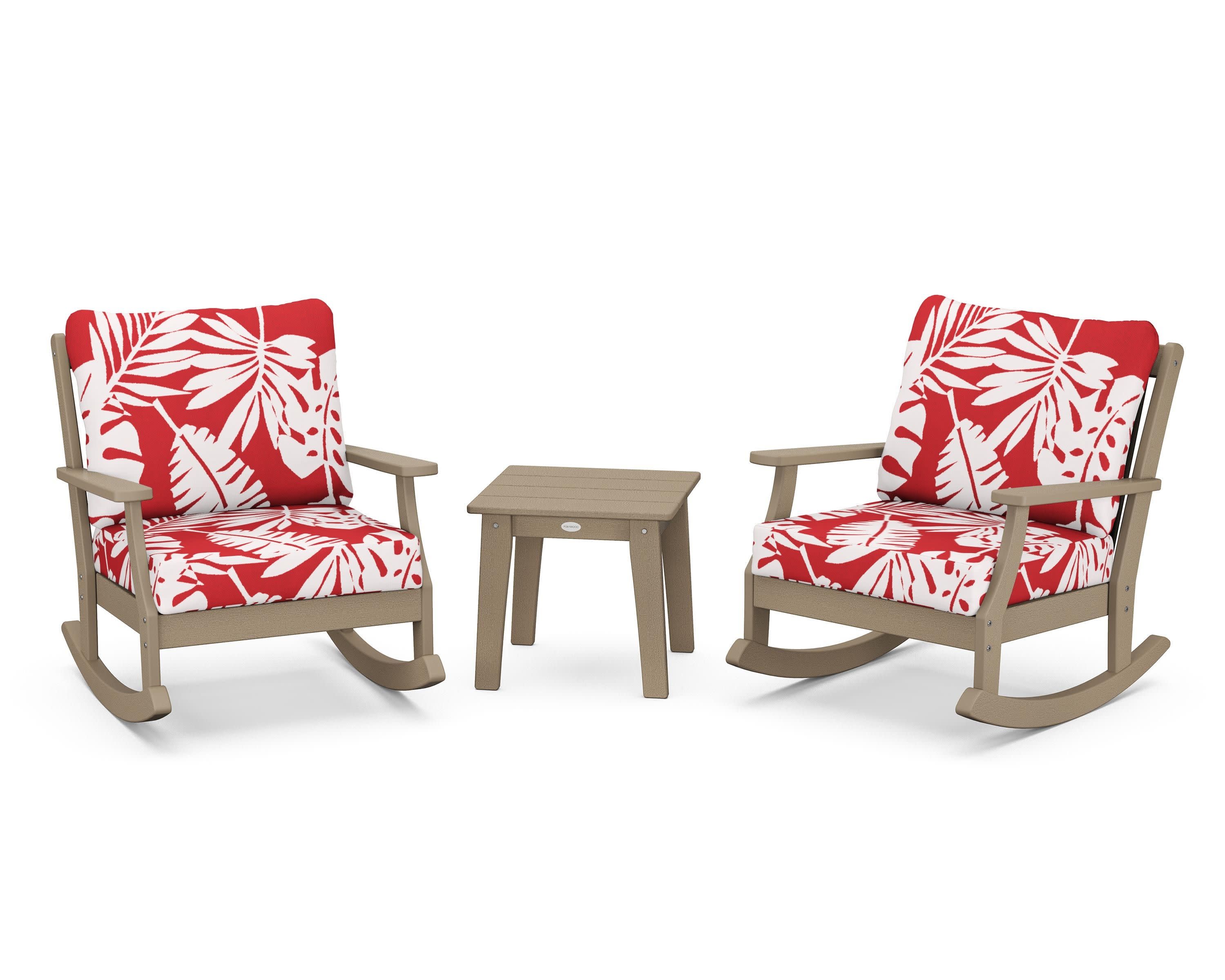 Braxton 3-Piece Deep Seating Rocker Set in Vintage Sahara / Leaf Crimson