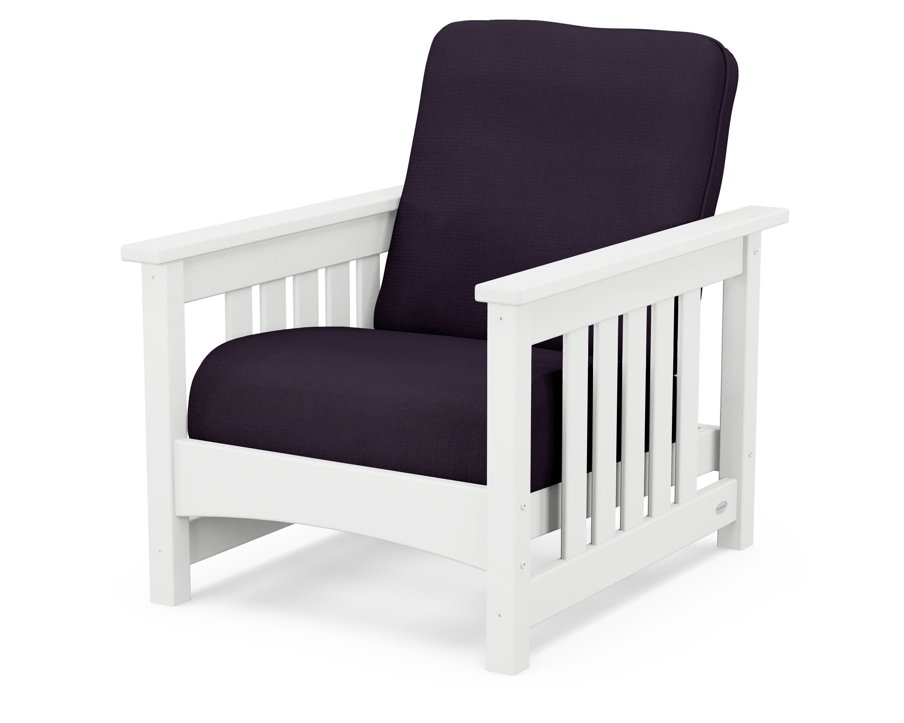 Club Mission Chair in White / Navy Linen