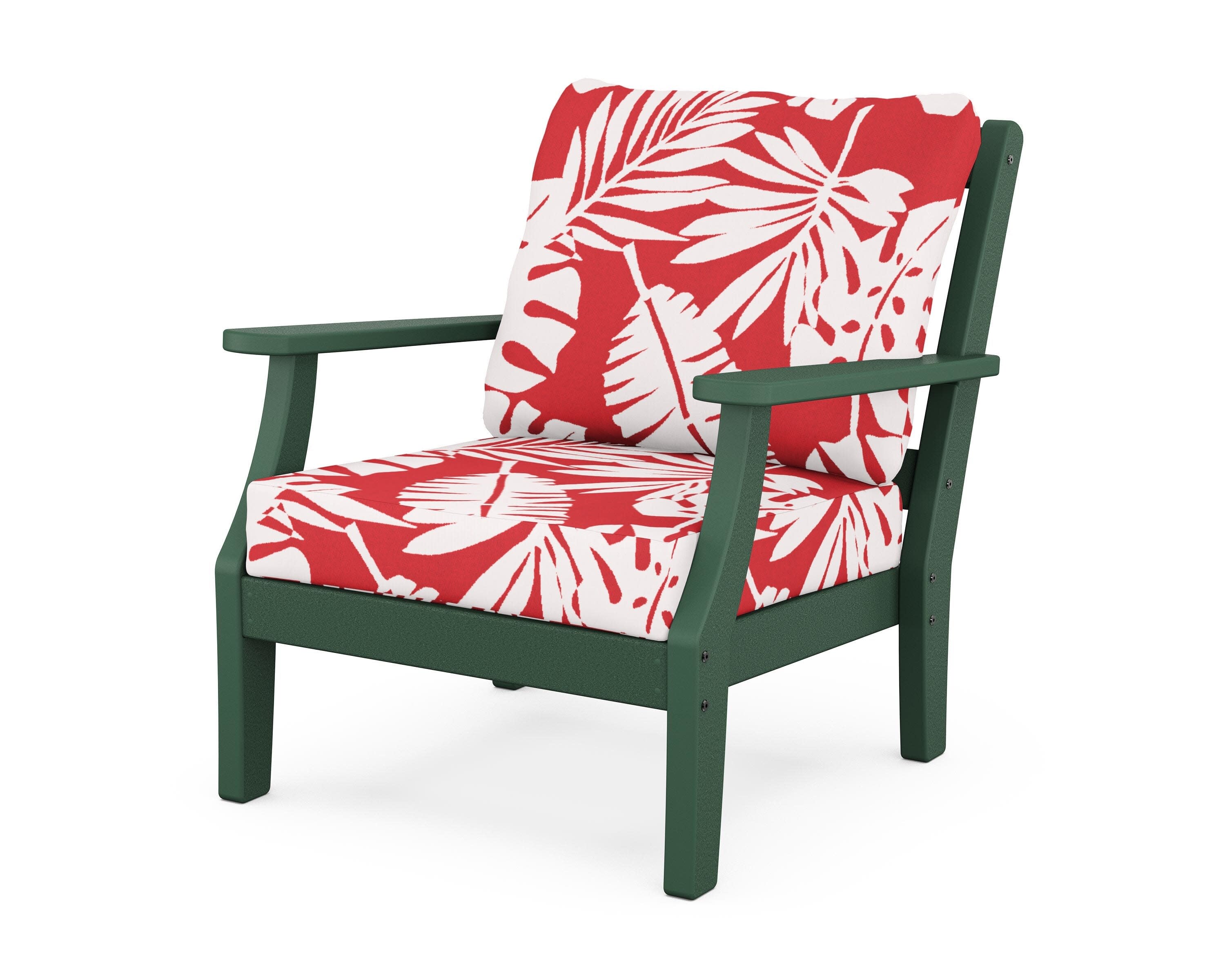 Chinoiserie Deep Seating Chair in Green / Leaf Crimson