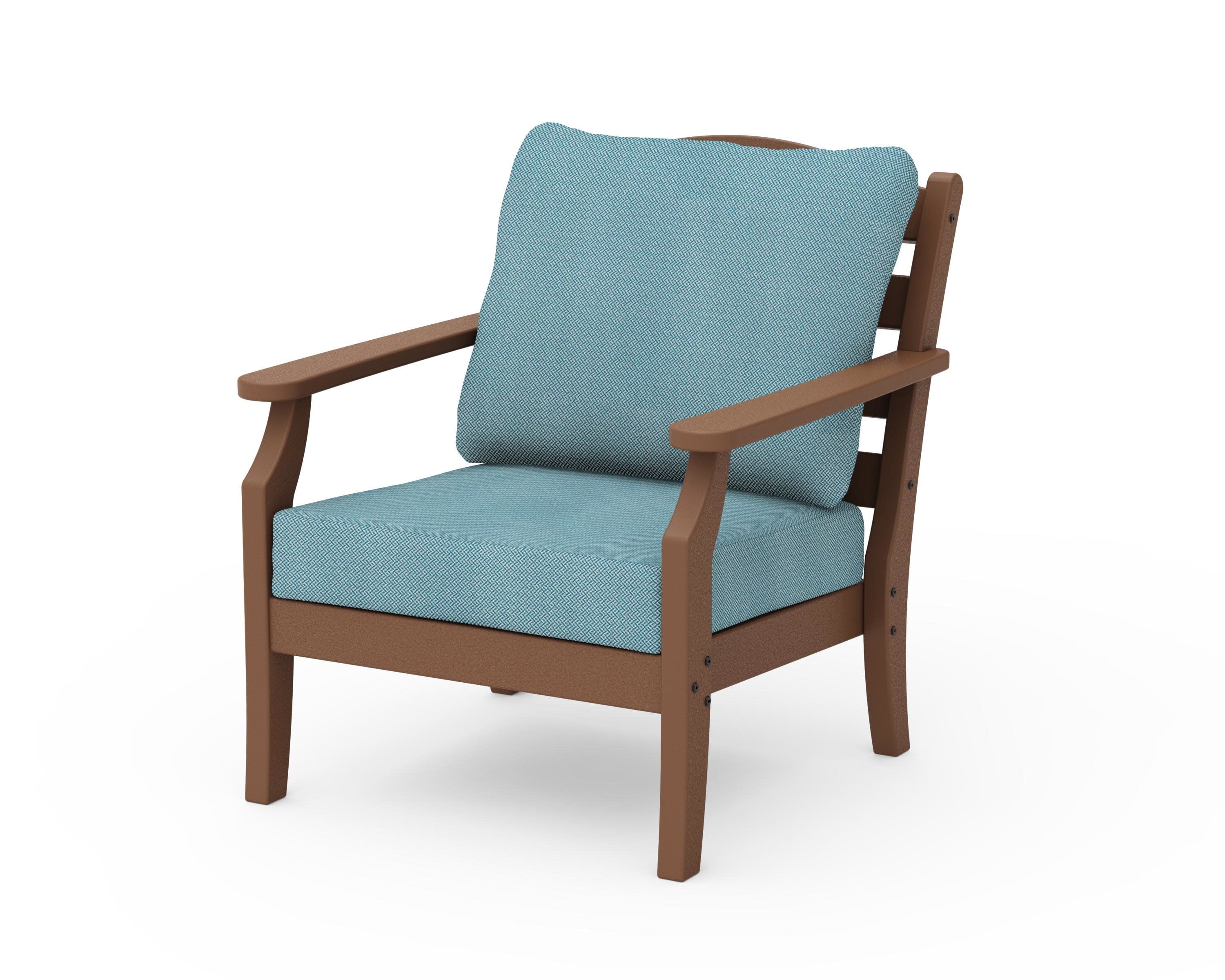 Savannah Deep Seating Chair in Teak / Lattice Sky Blue